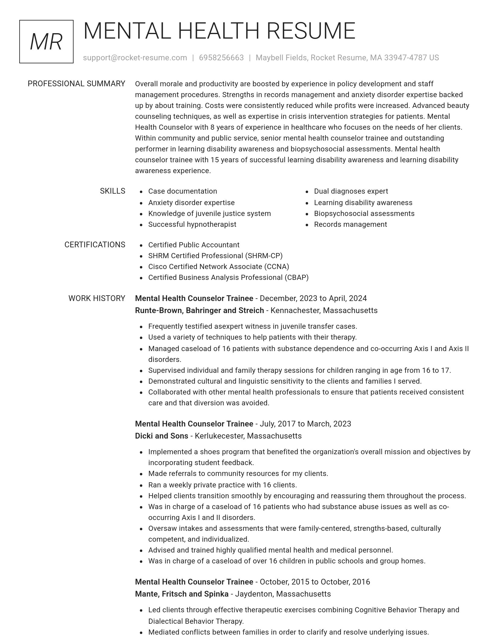 Renowned resume template