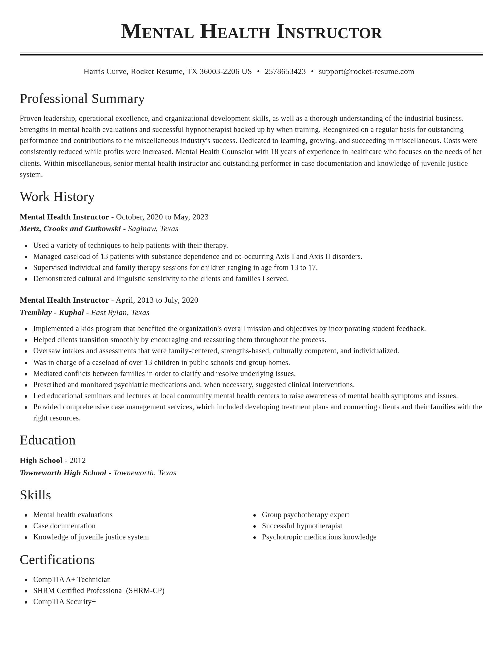 Classic resume template