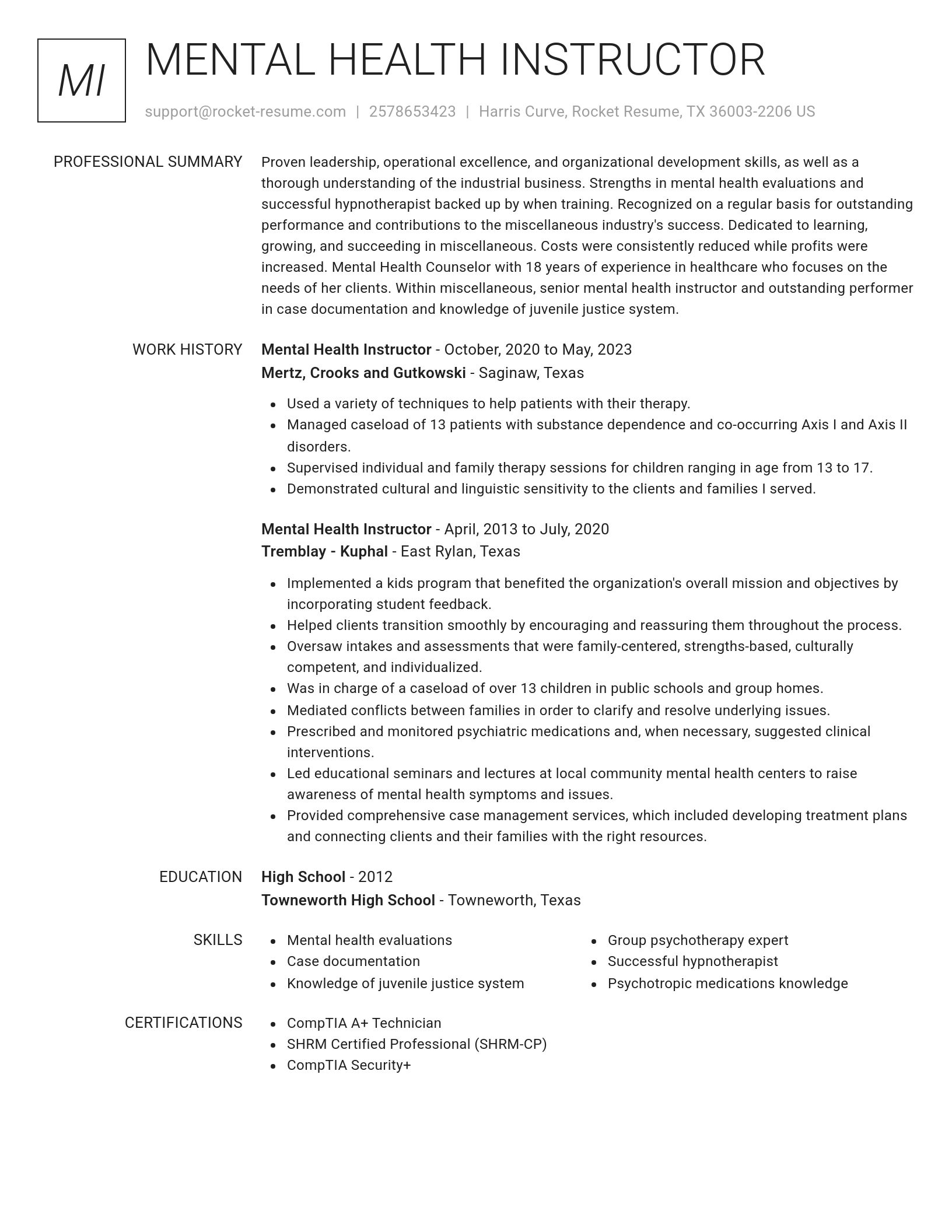 Renowned resume template