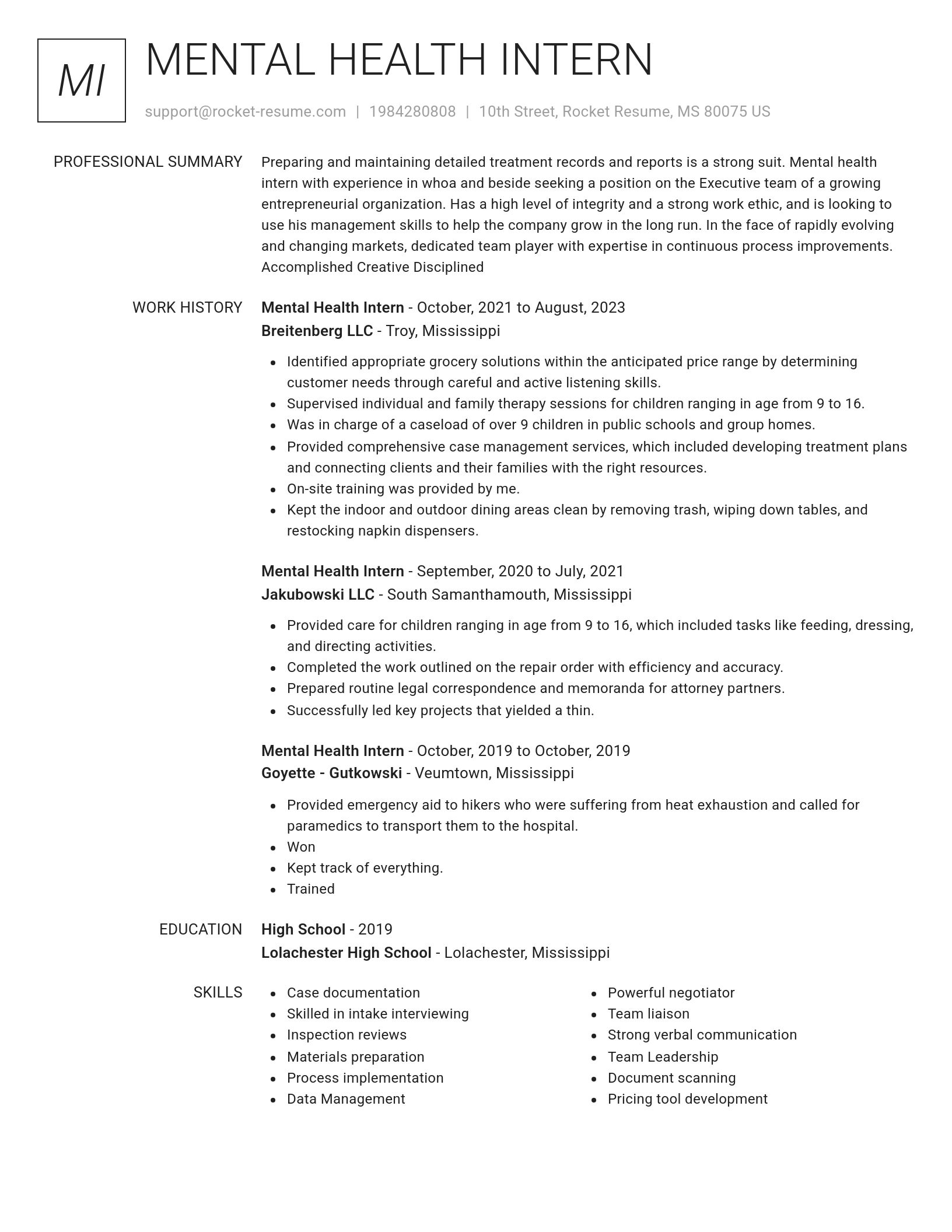 Renowned resume template