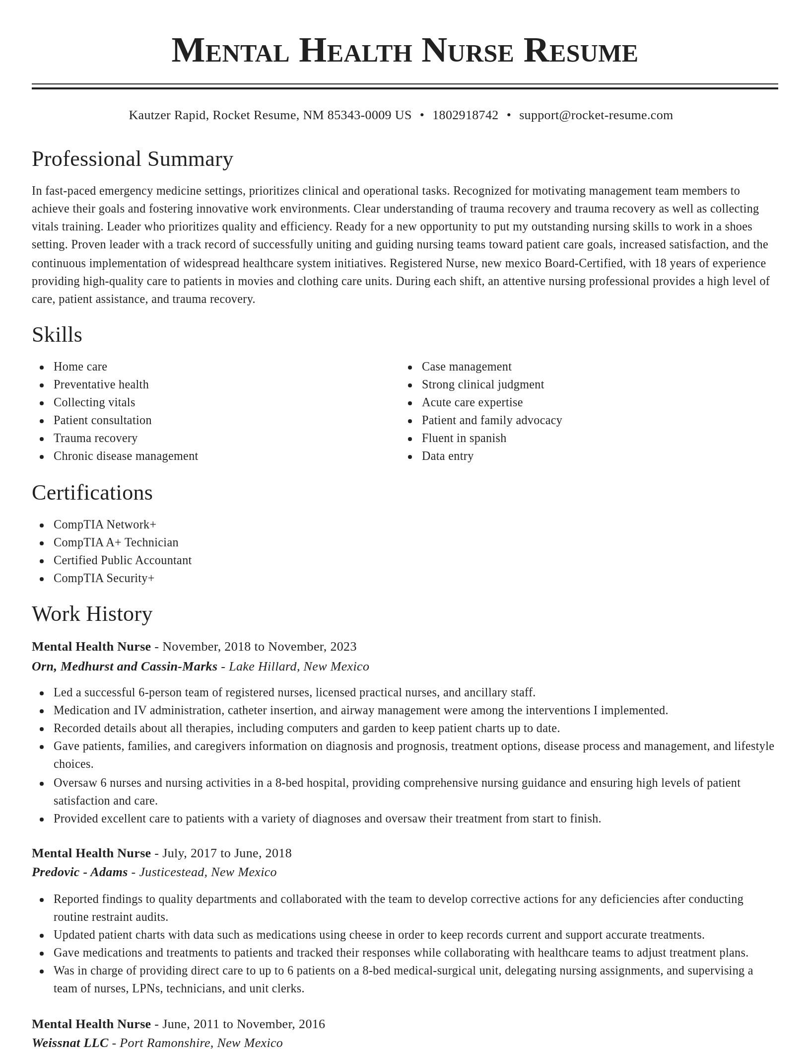 Classic resume template