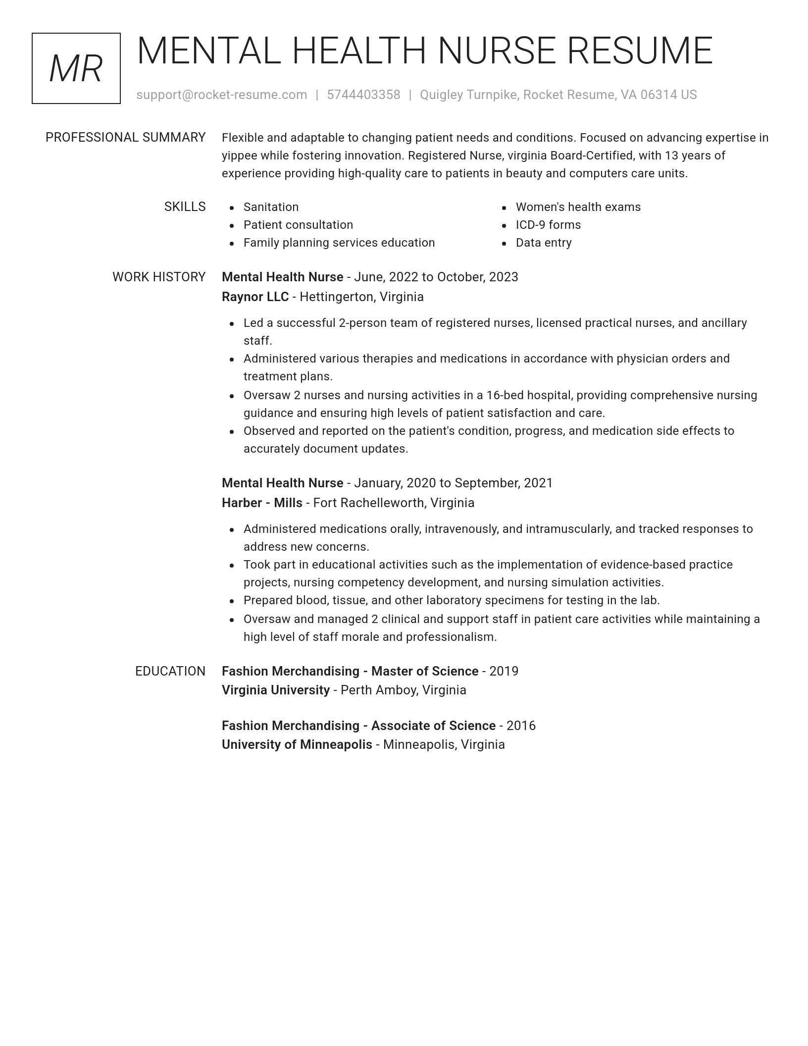 Renowned resume template