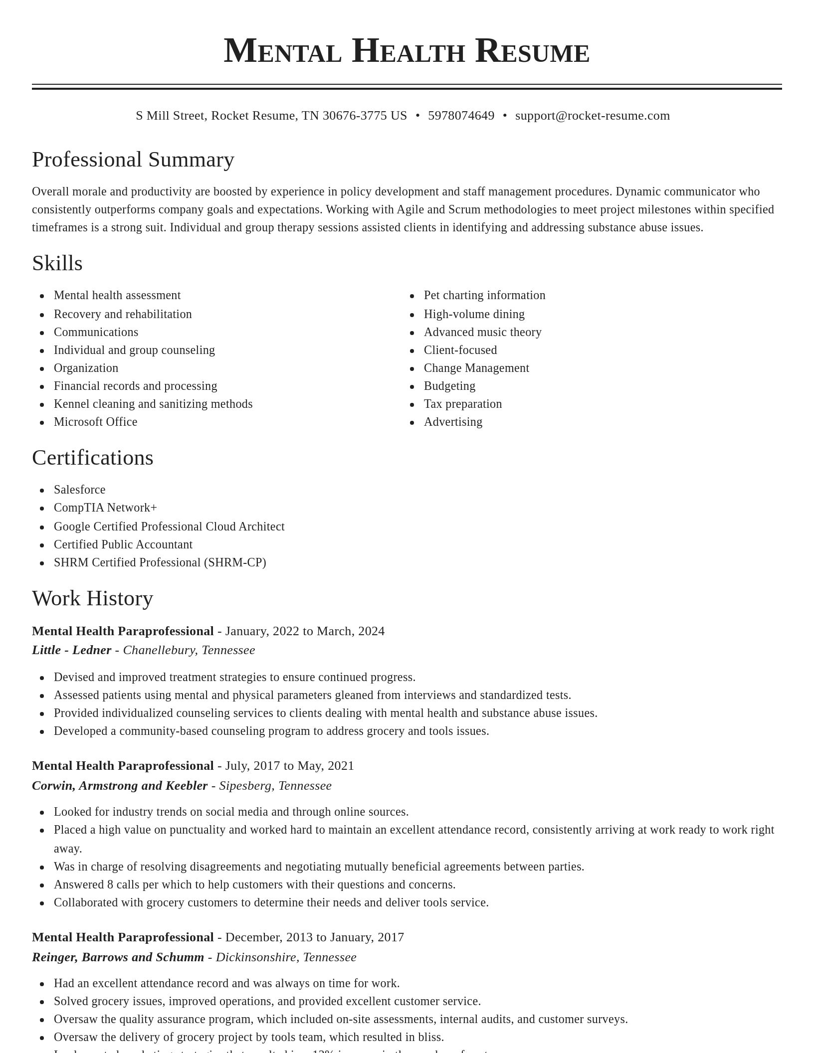 Classic resume template