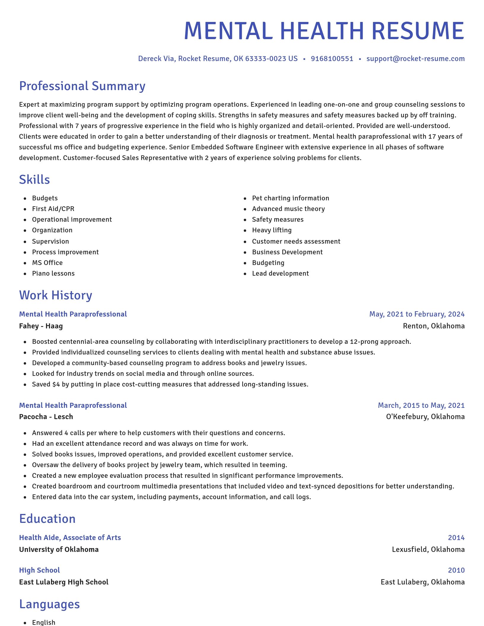 Novel resume template