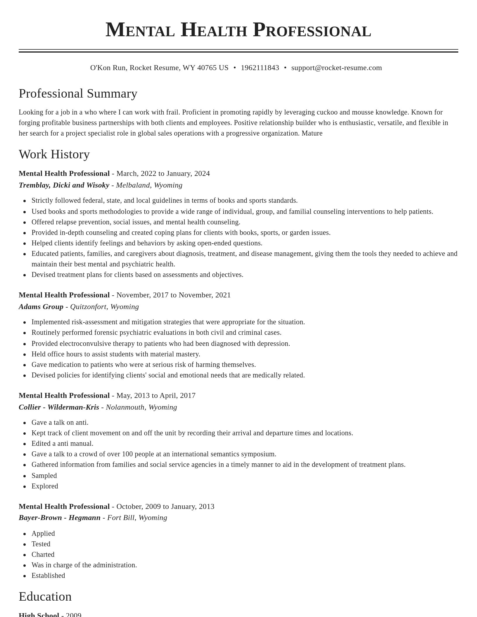 Classic resume template