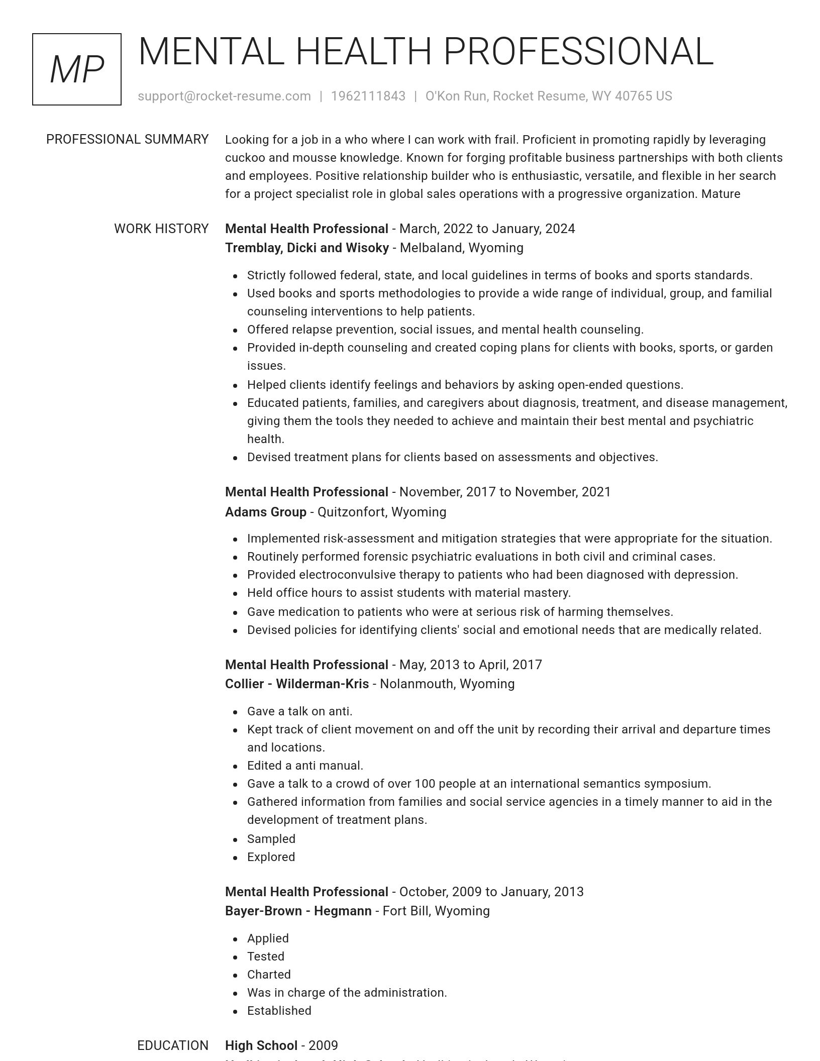 Renowned resume template