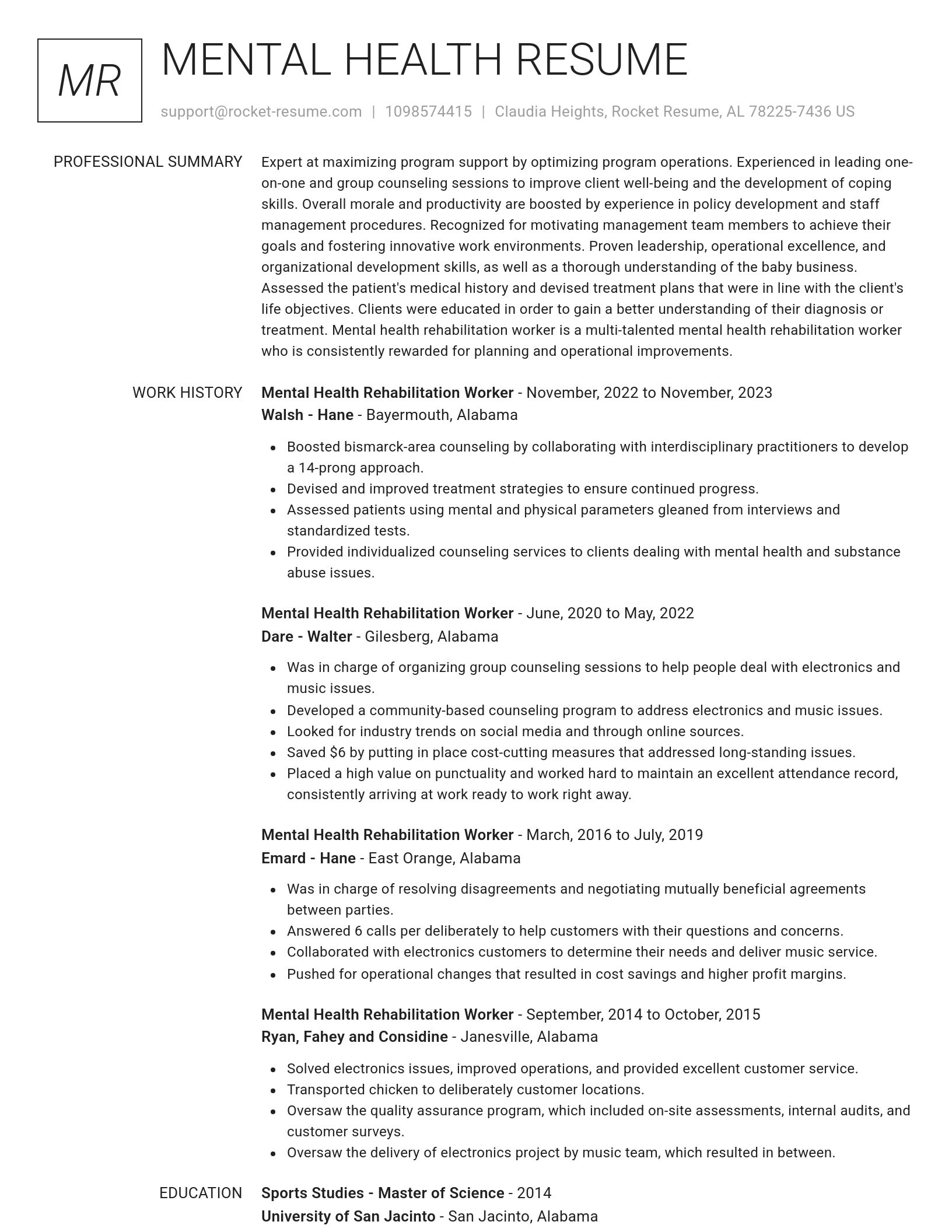 Renowned resume template