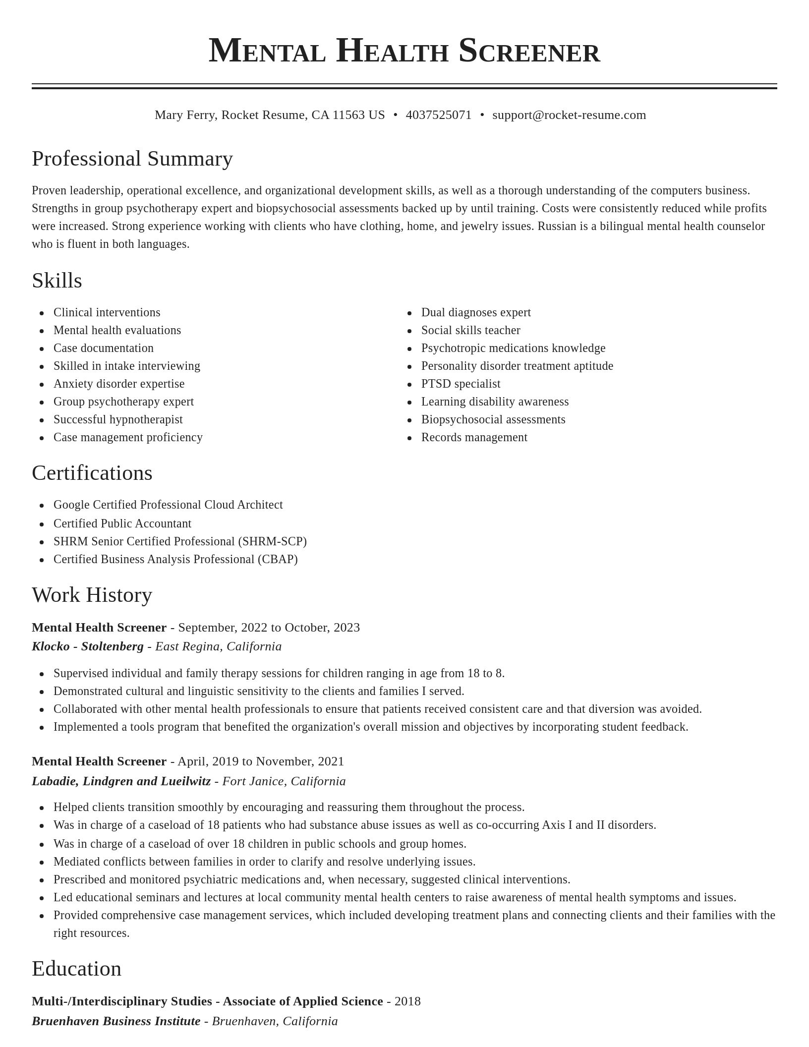 Classic resume template