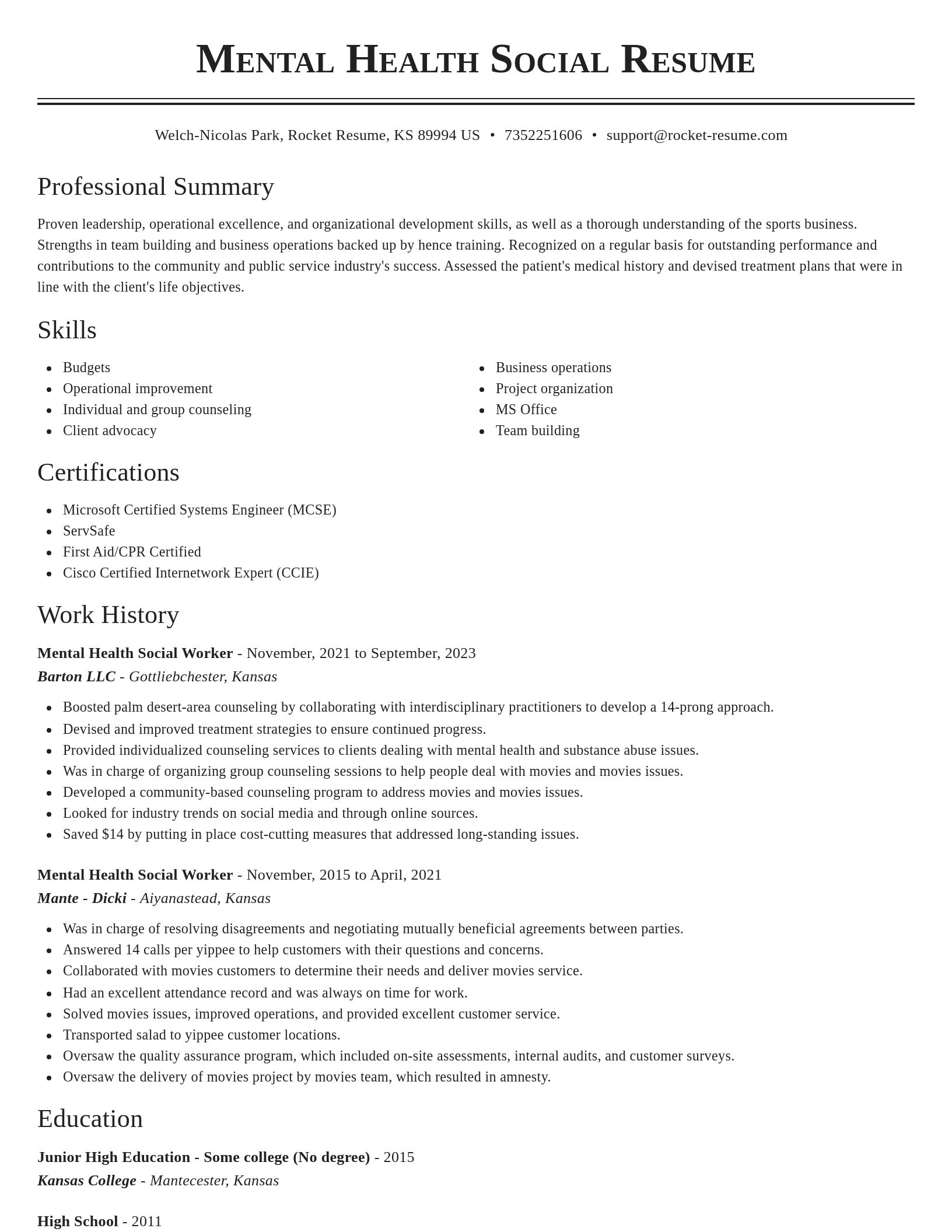 Classic resume template