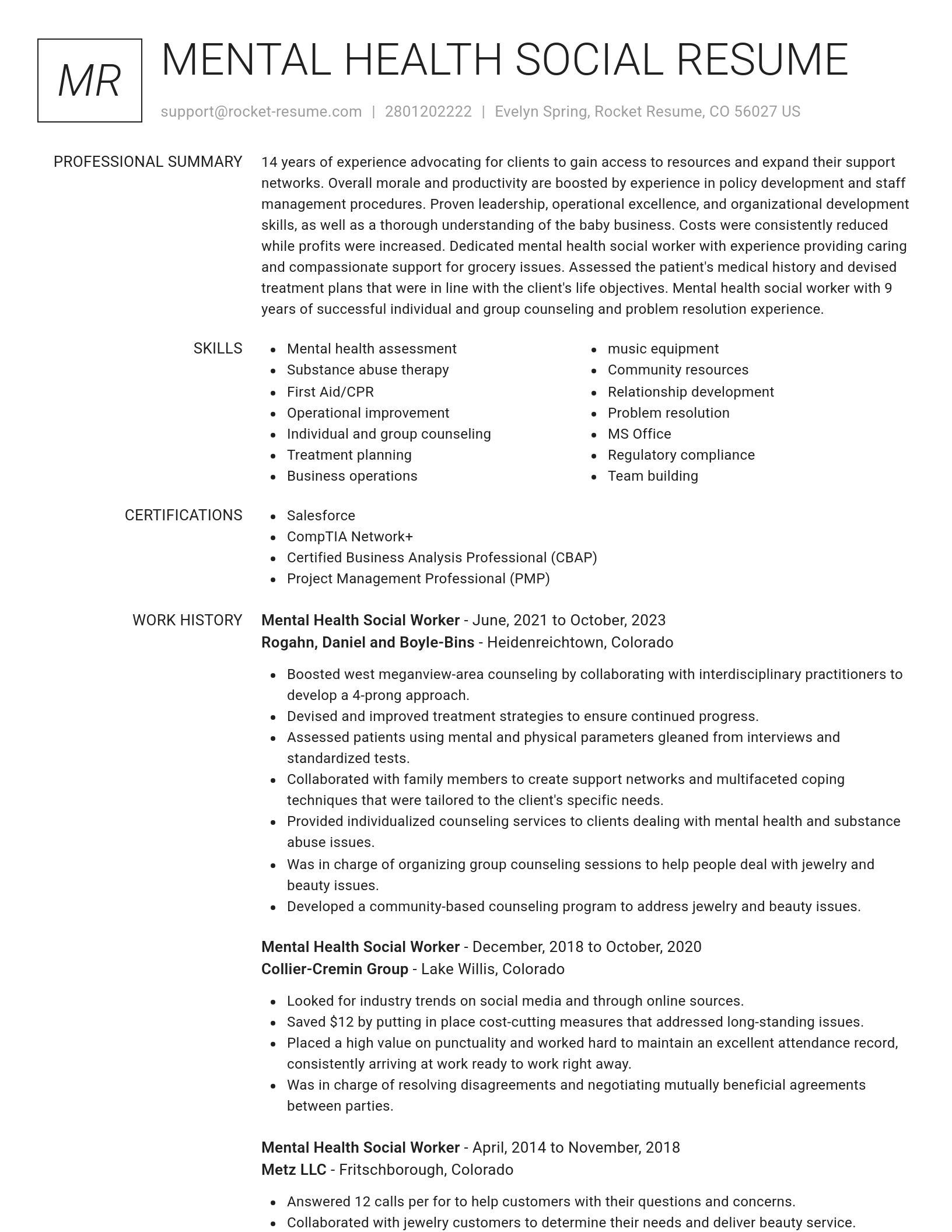 Renowned resume template