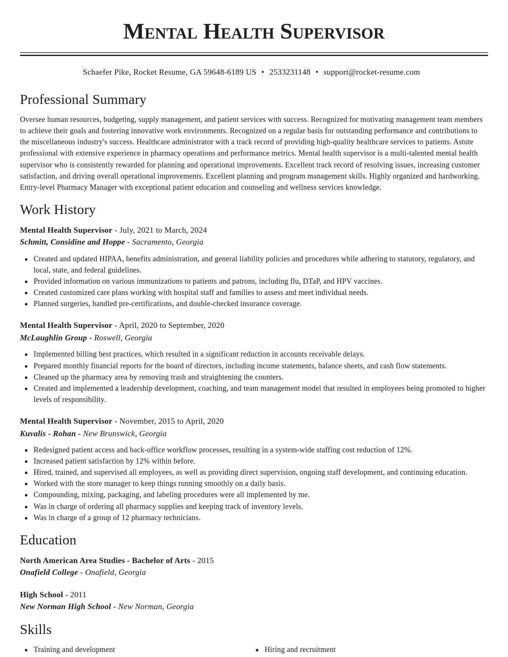 Classic resume template