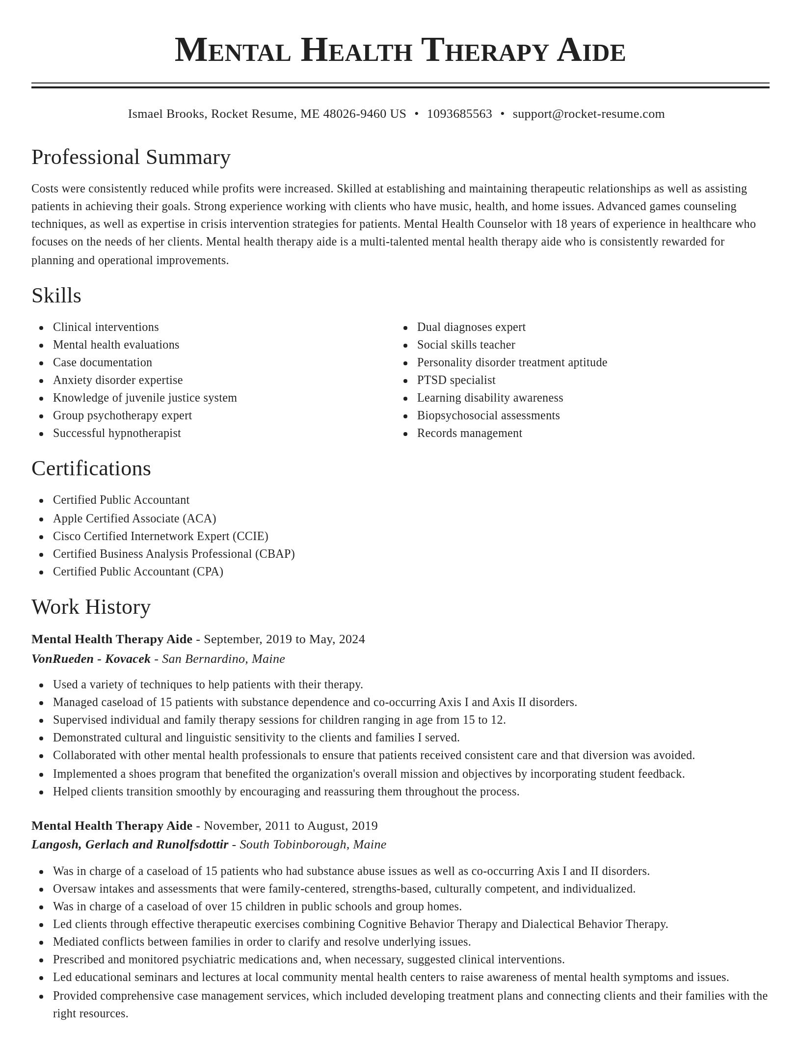 Classic resume template