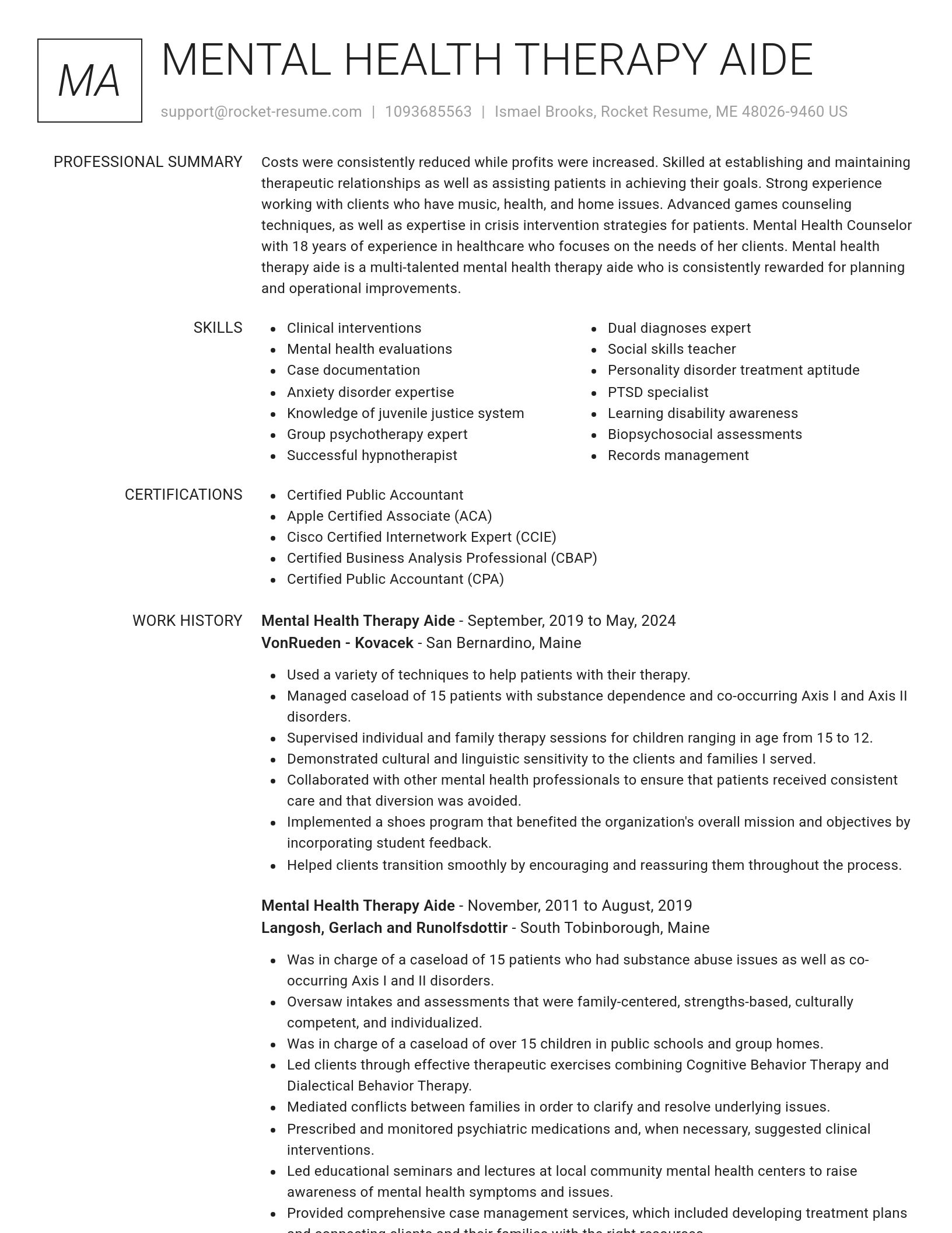 Renowned resume template