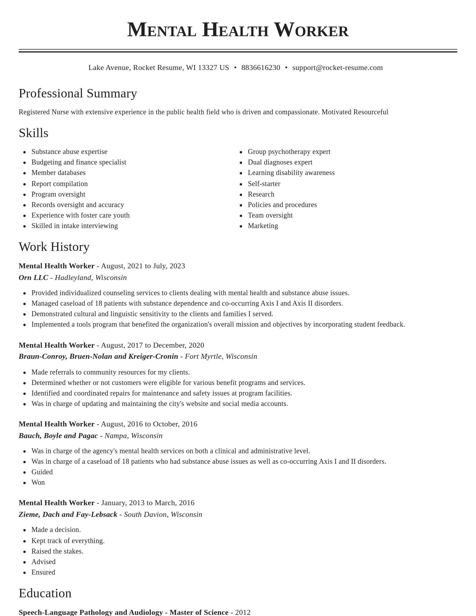 Classic resume template