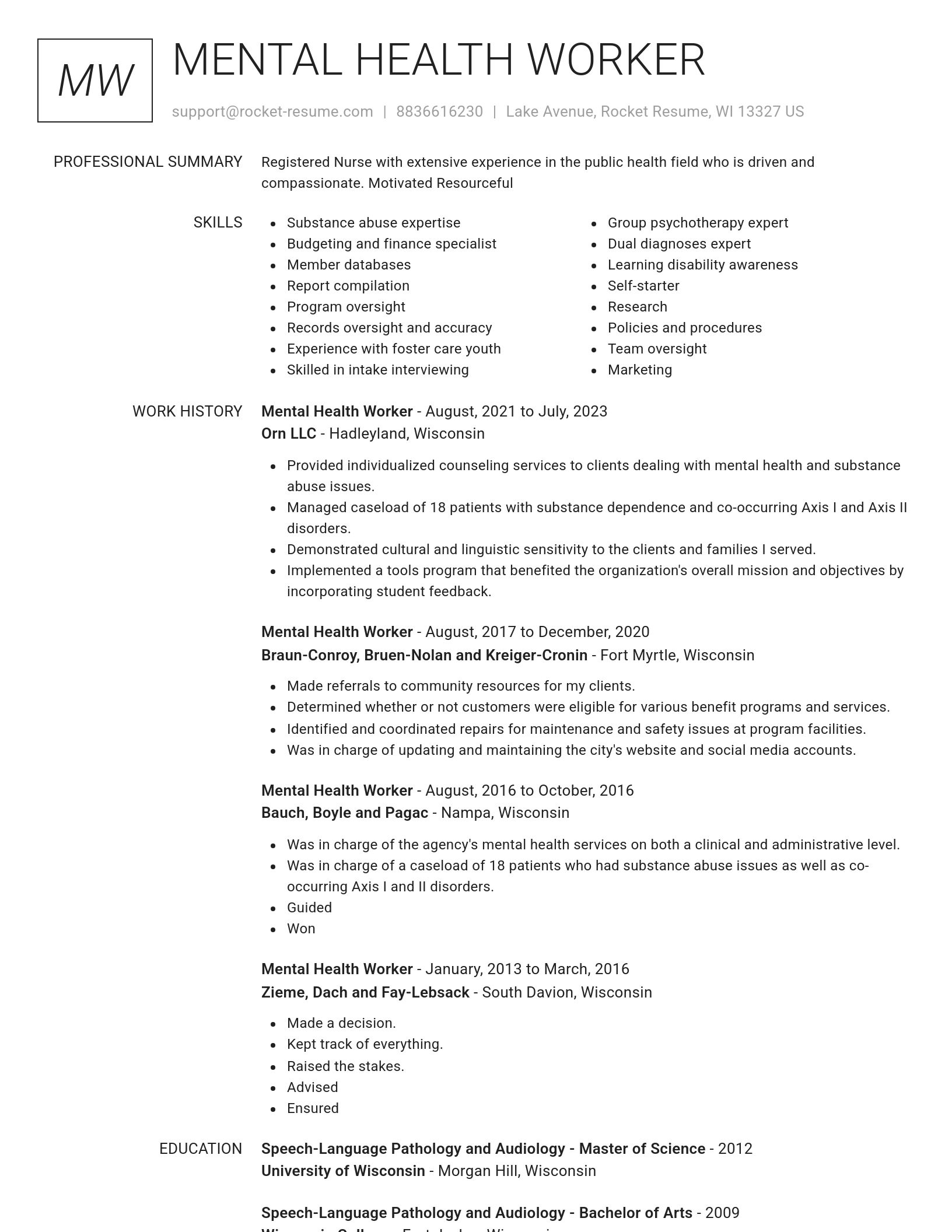 Renowned resume template