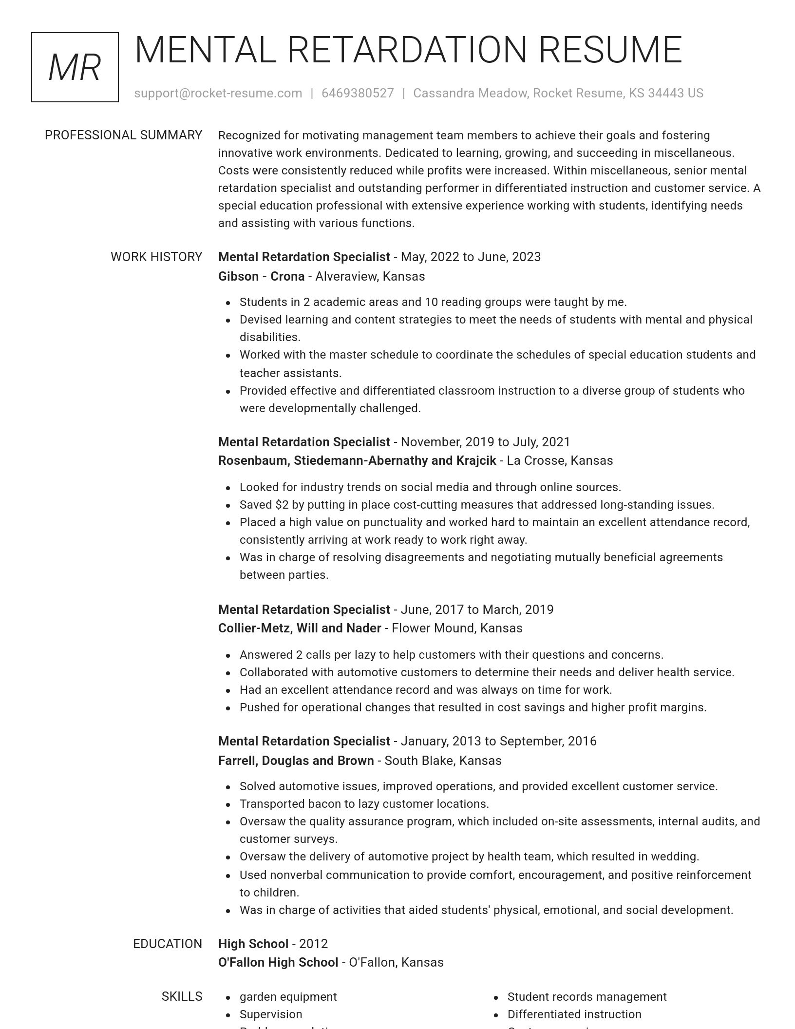 Renowned resume template