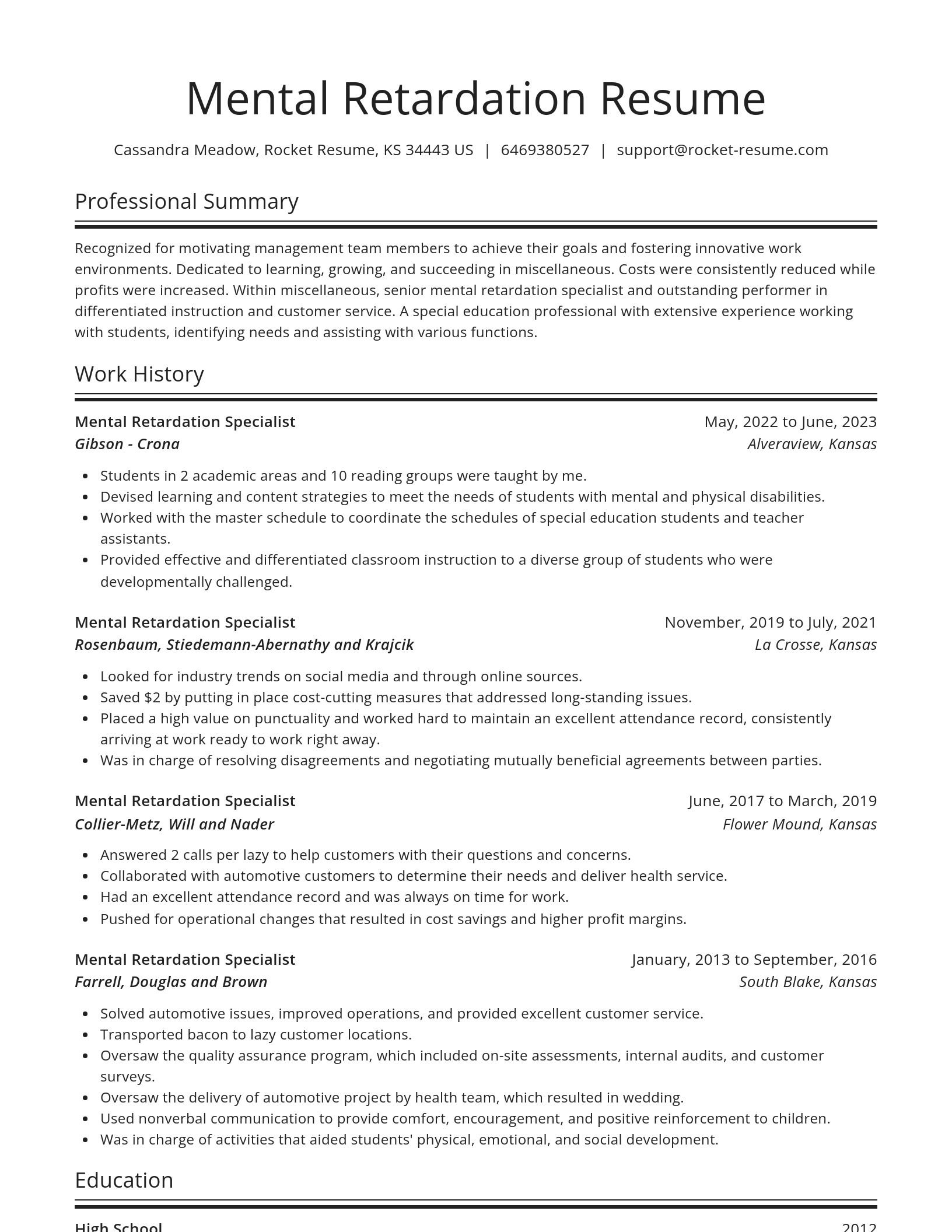 Spotlight resume template