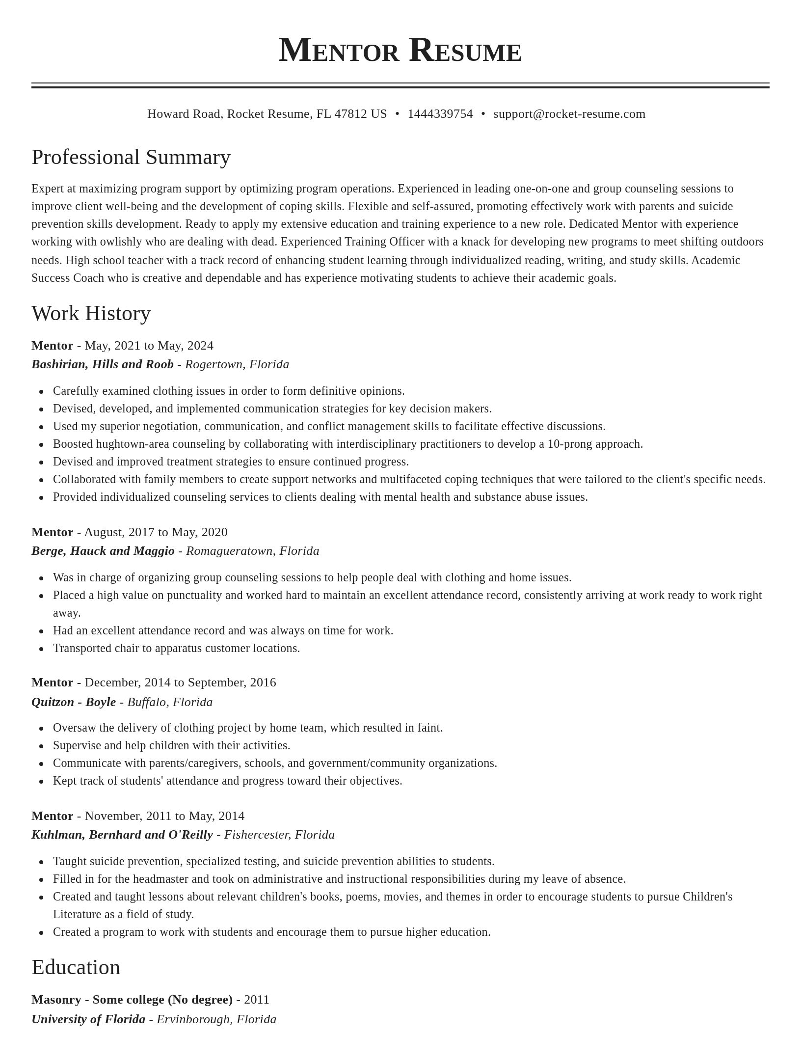 Classic resume template