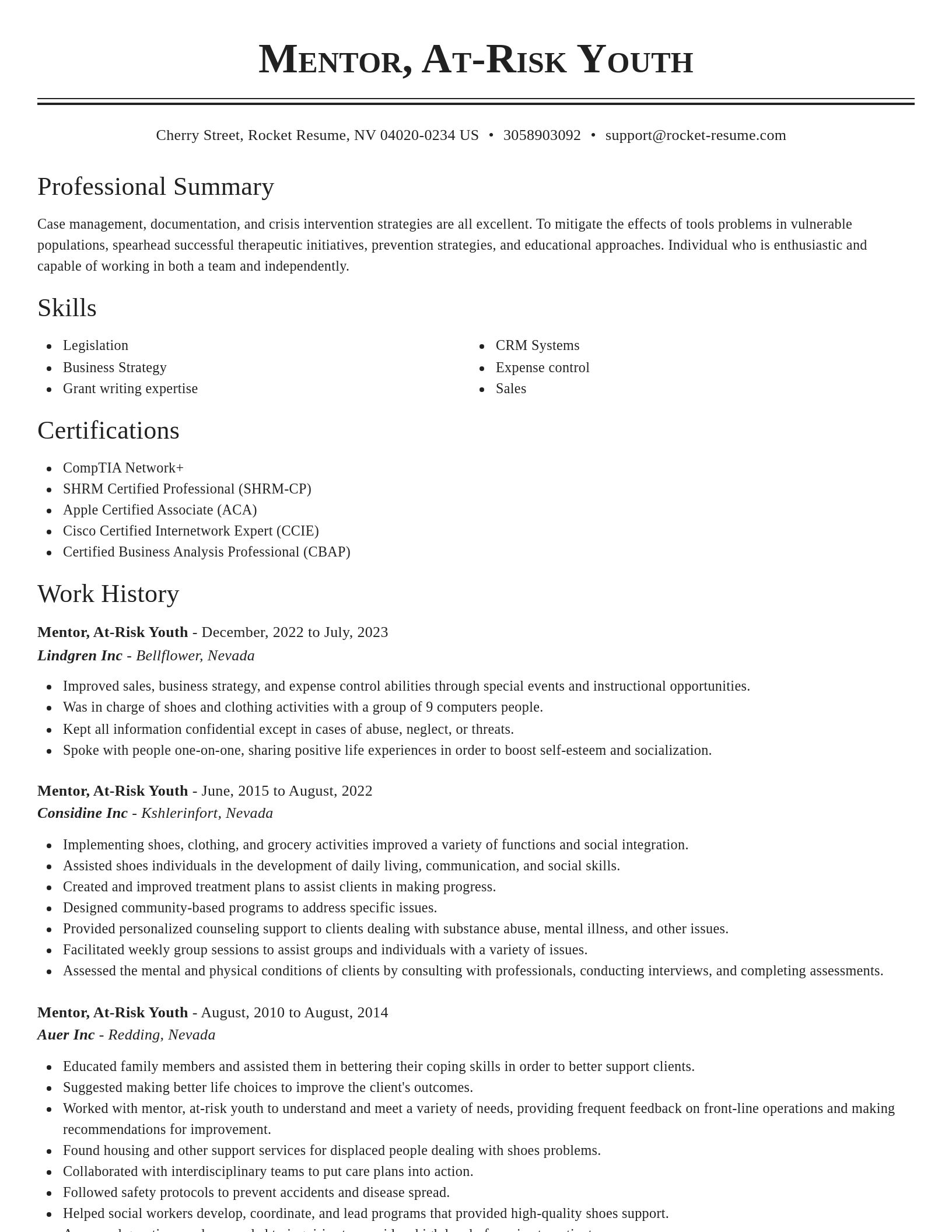 Classic resume template