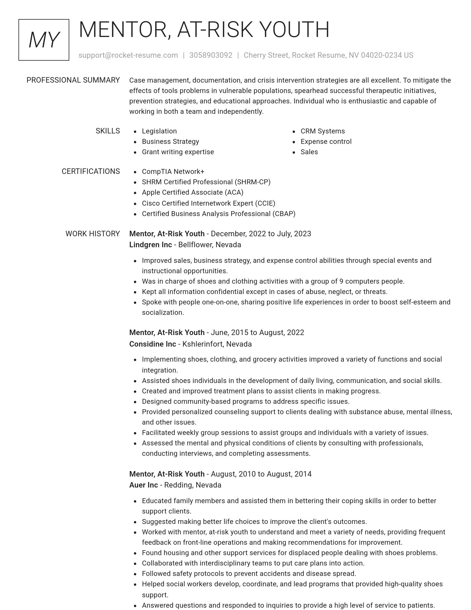Renowned resume template