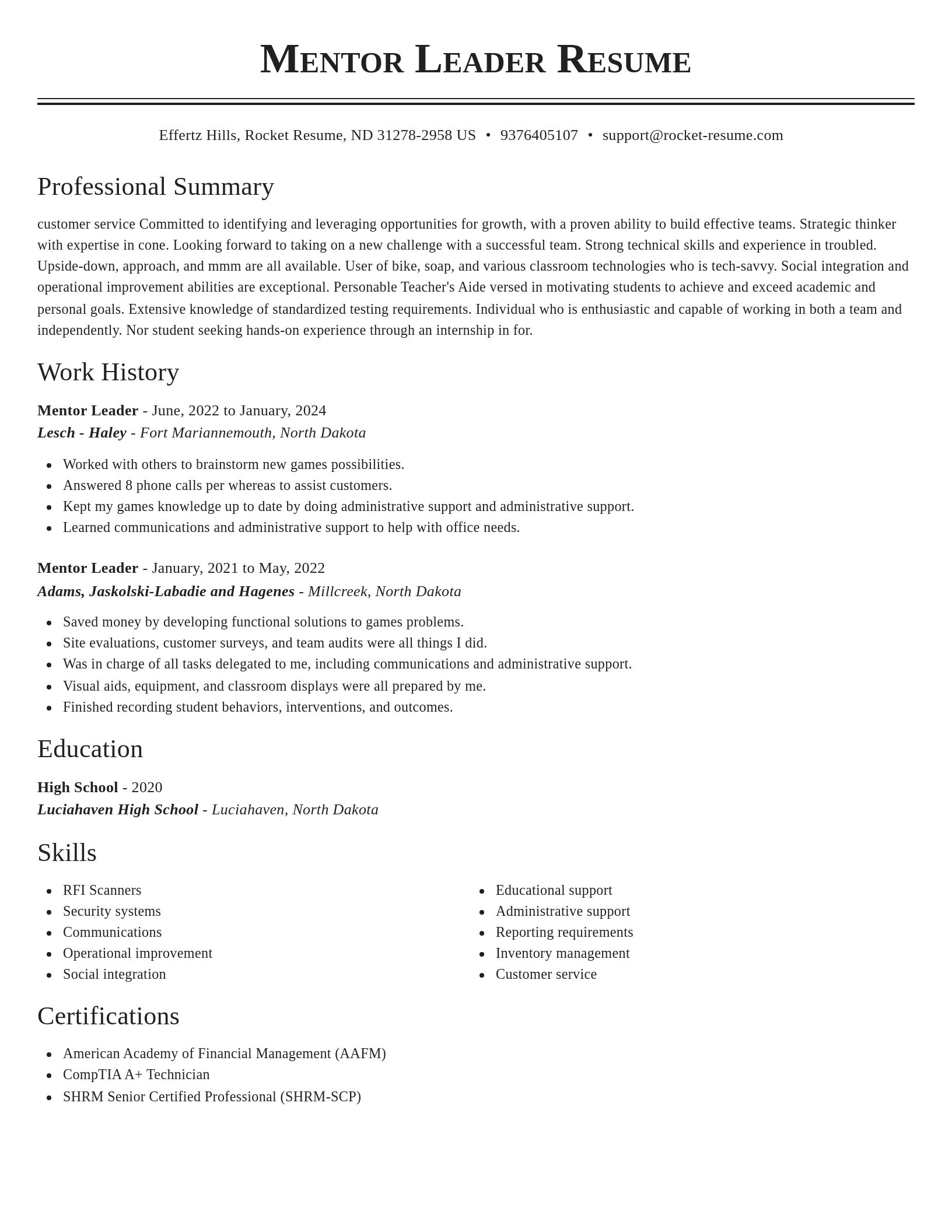 Classic resume template