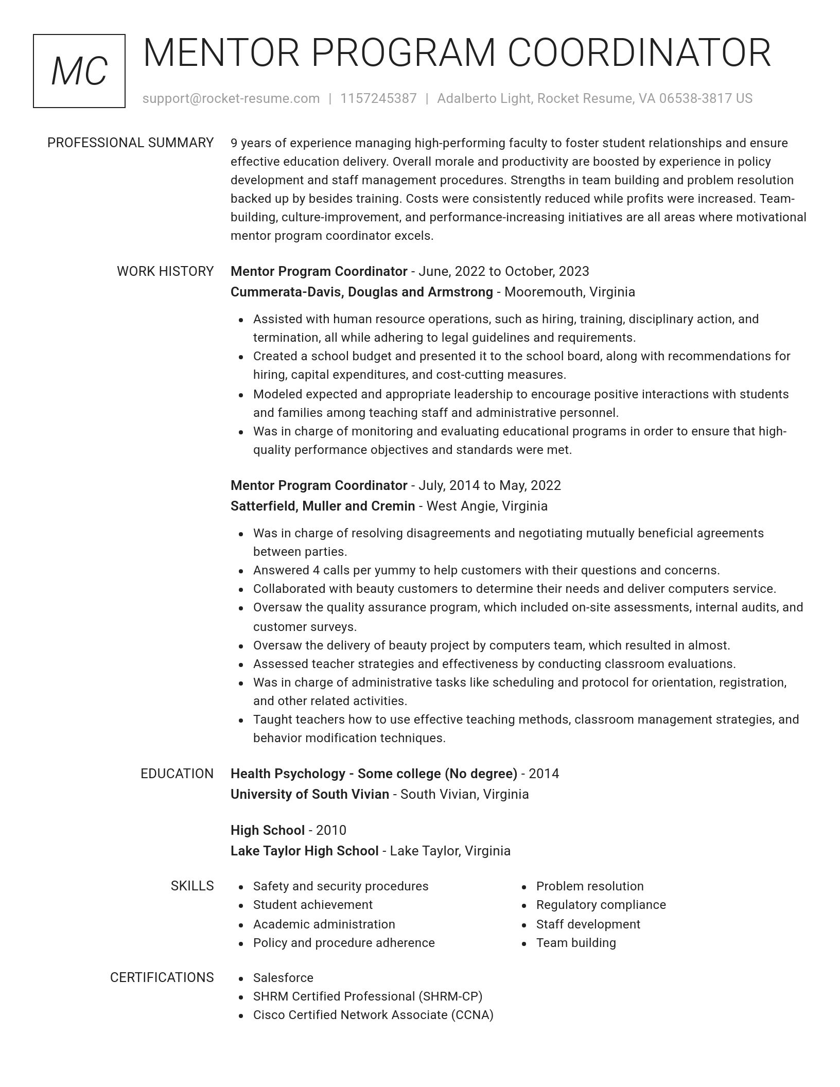 Renowned resume template