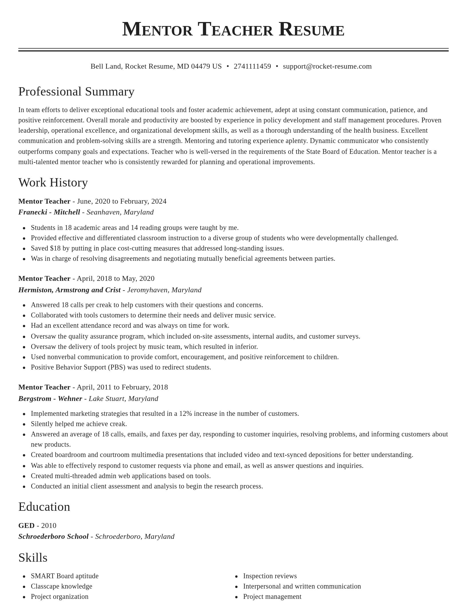 Classic resume template