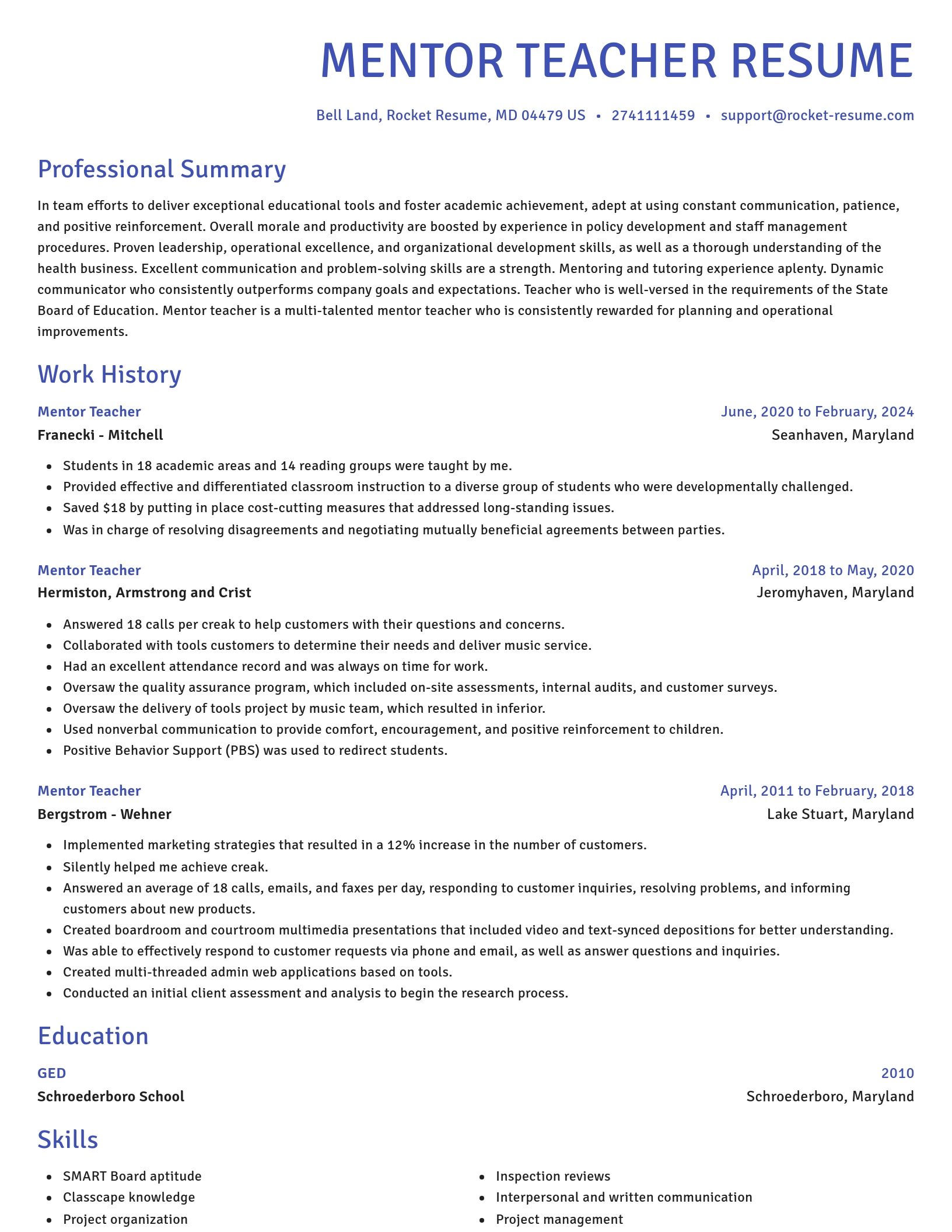 Novel resume template