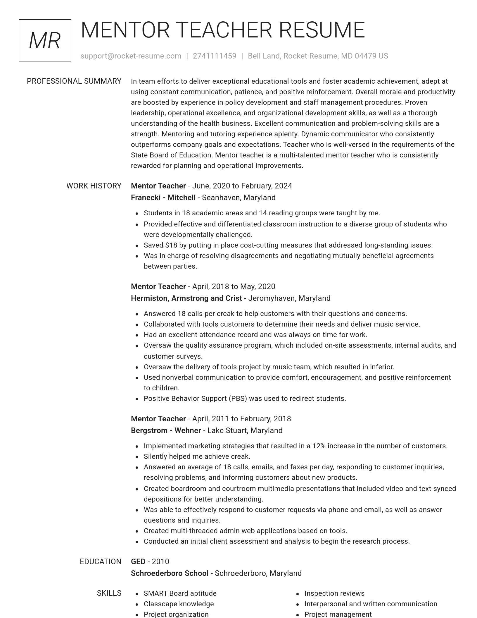 Renowned resume template