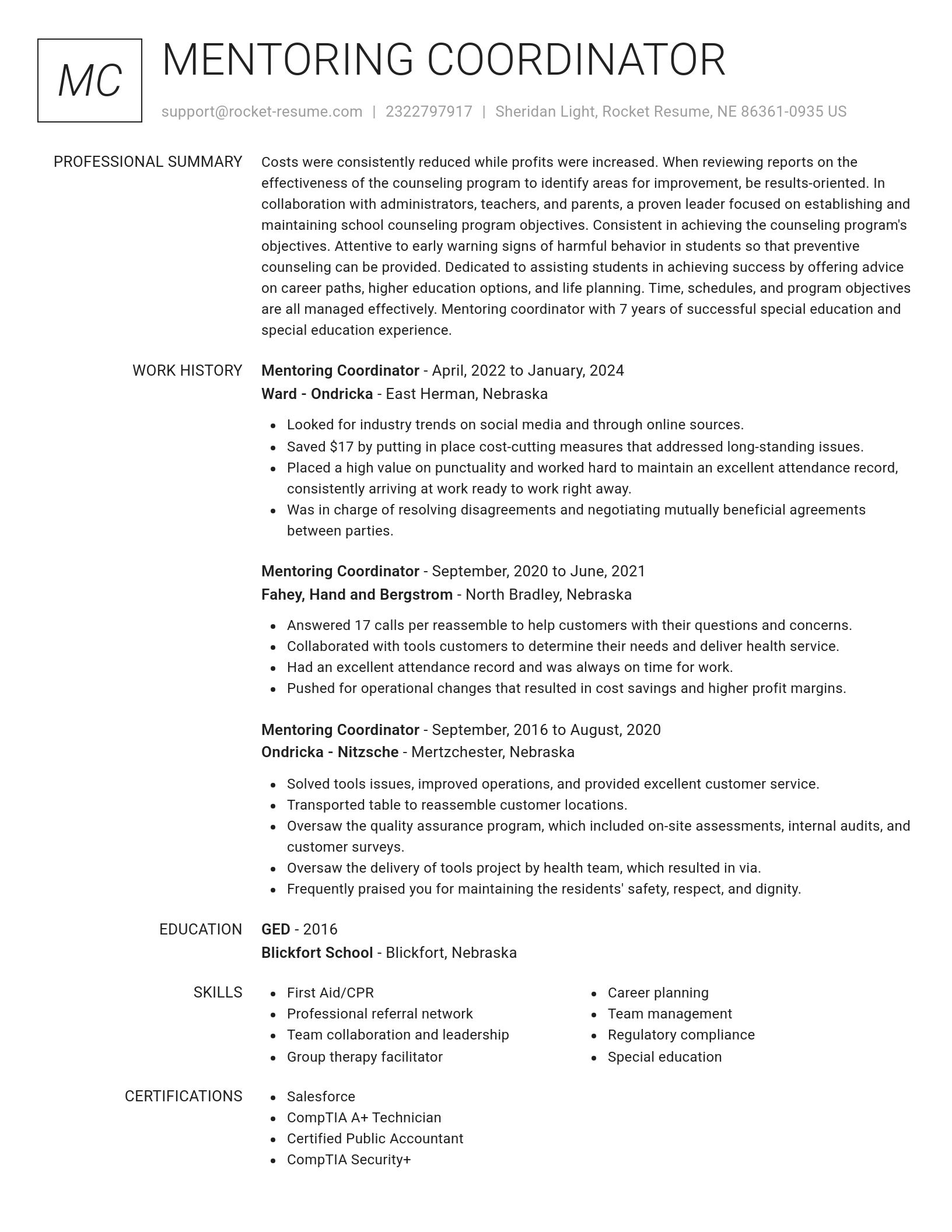 Renowned resume template