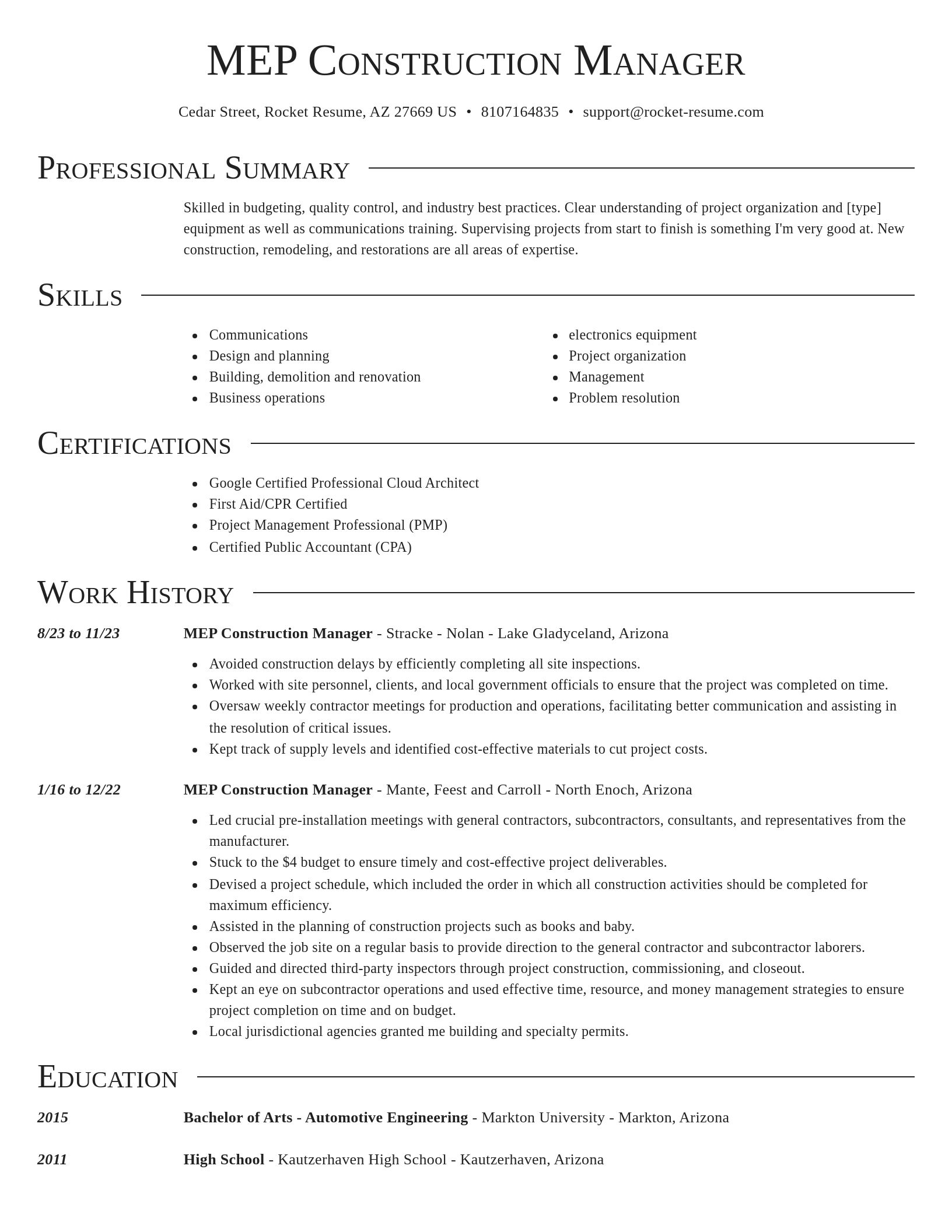 Director resume template