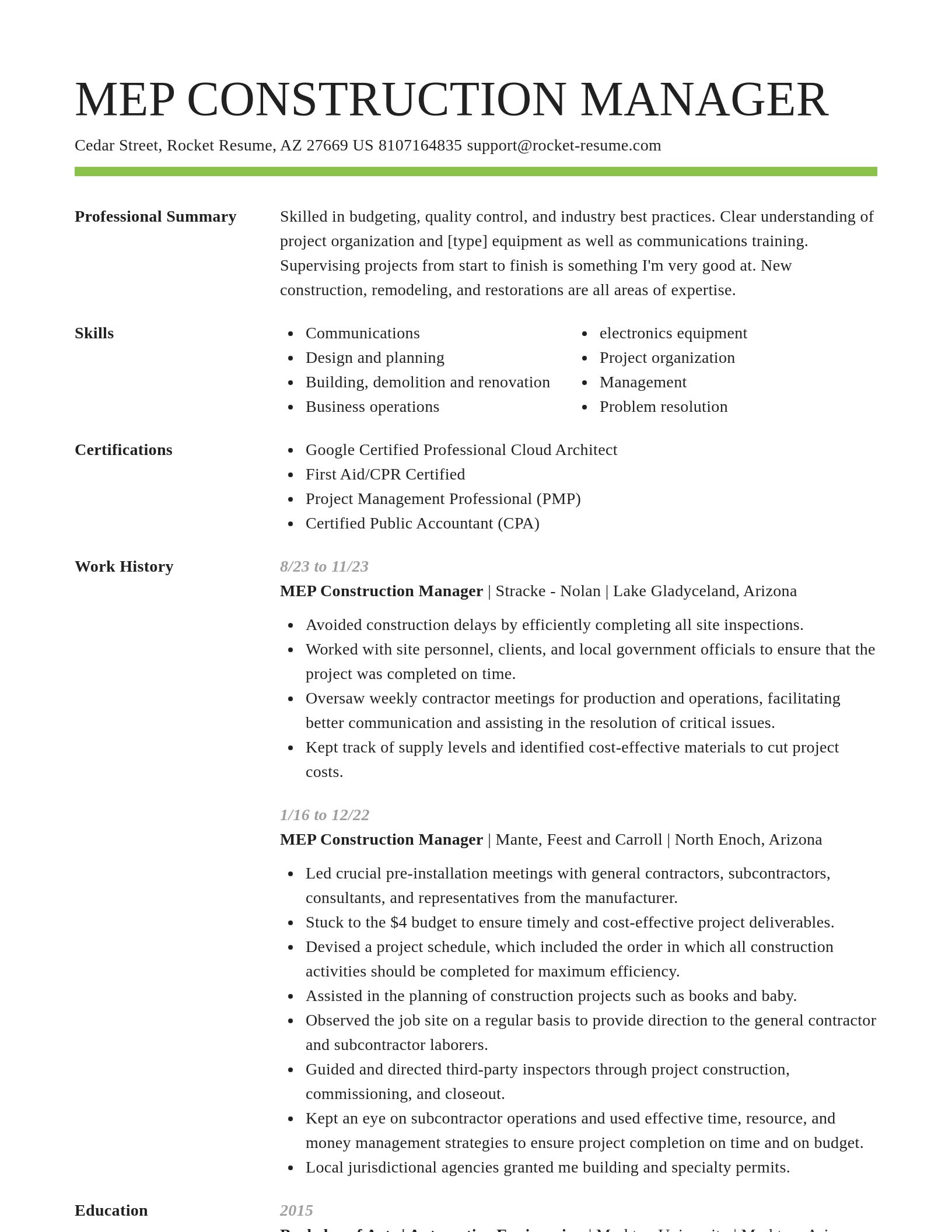 Smart resume template