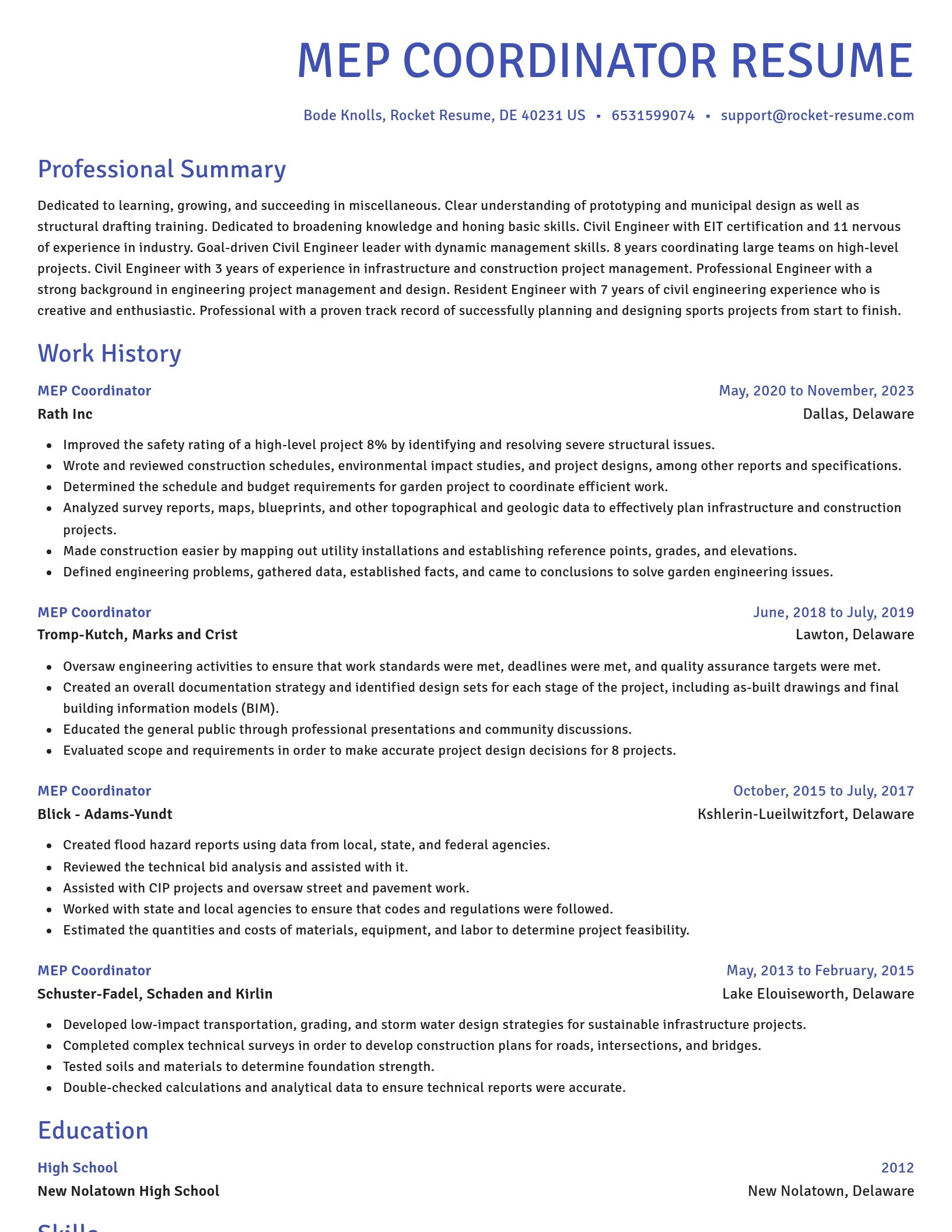Novel resume template