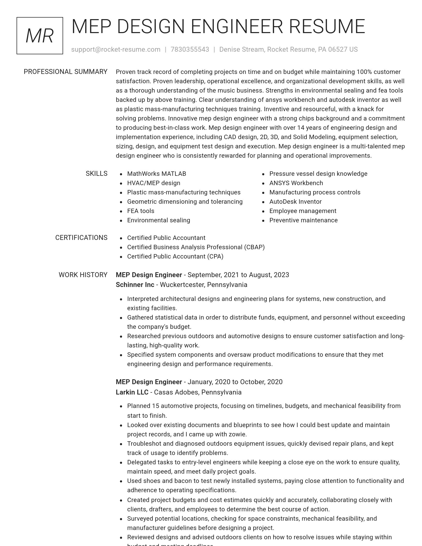 Renowned resume template