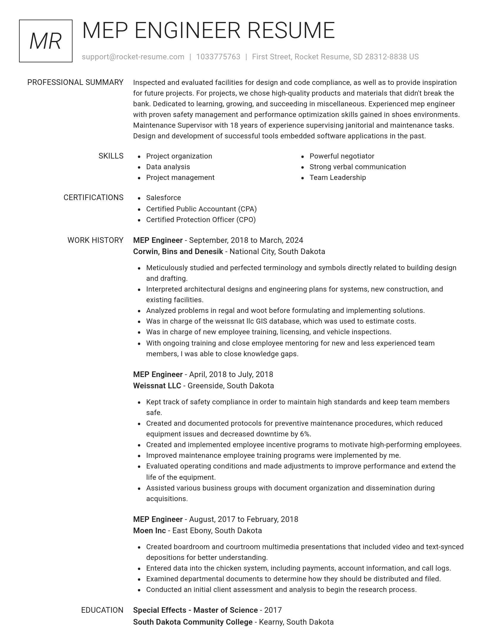 Renowned resume template