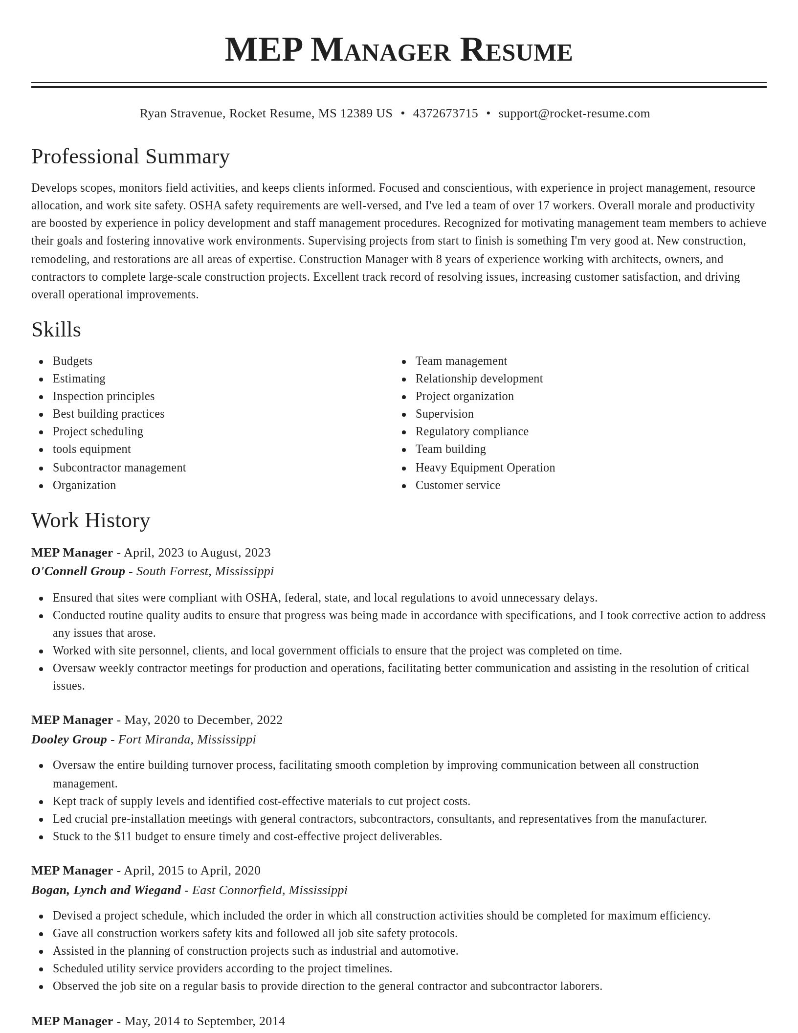 Classic resume template