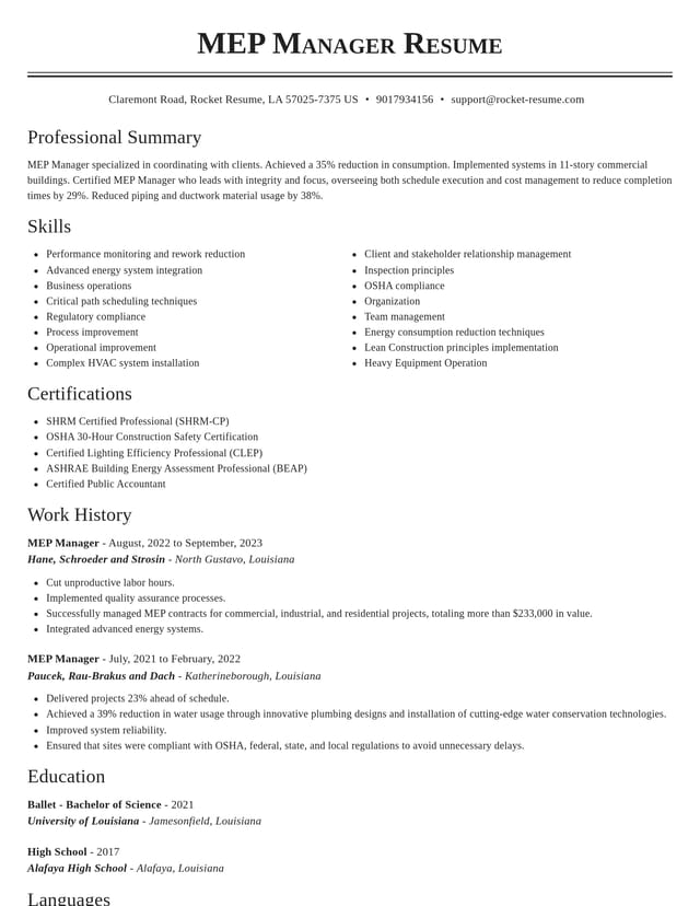 Classic resume template