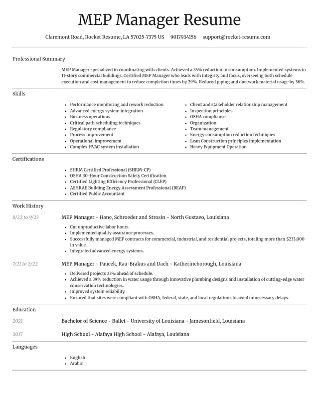 Dignified resume template