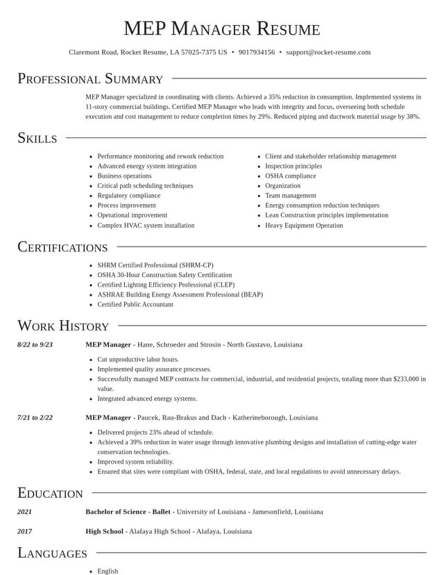 Director resume template
