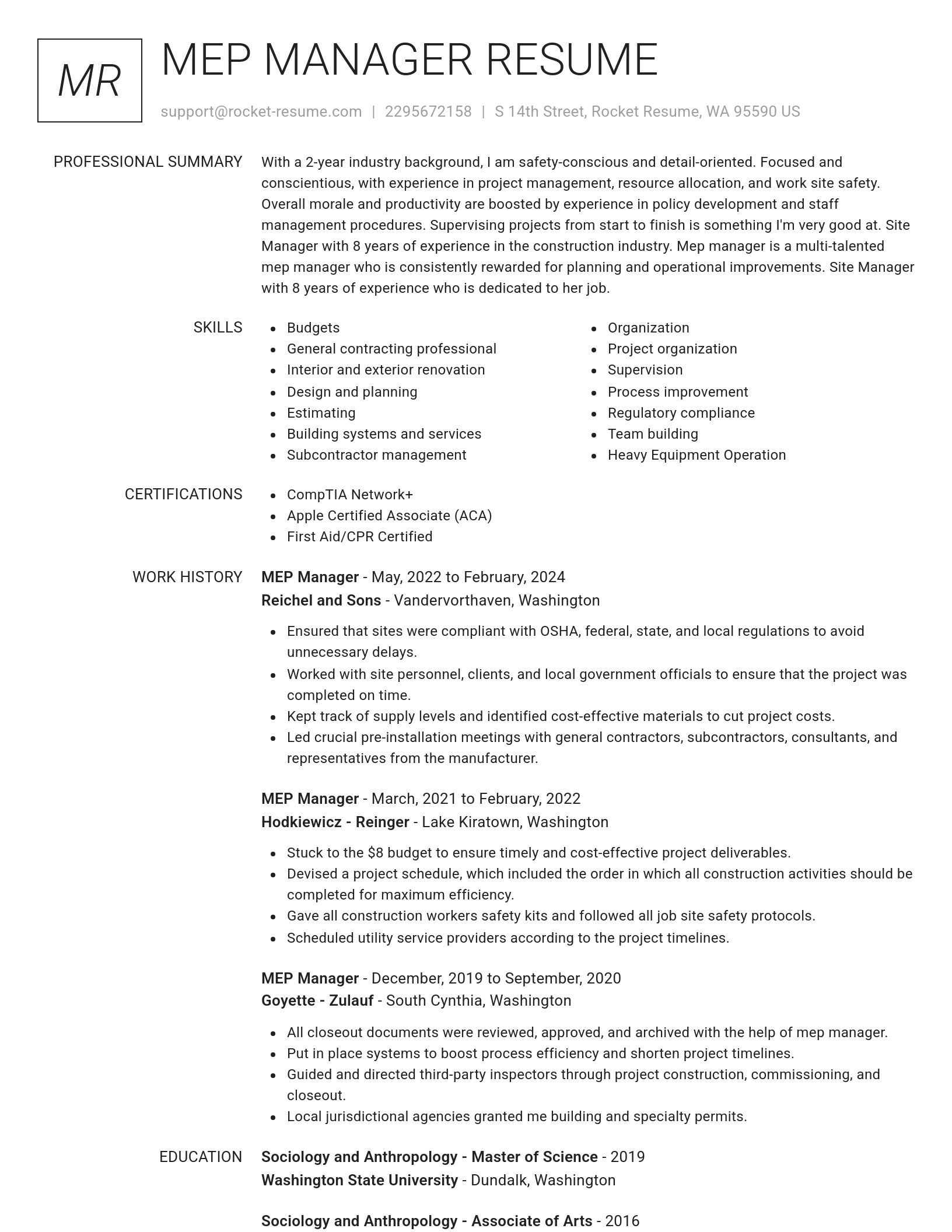 Renowned resume template