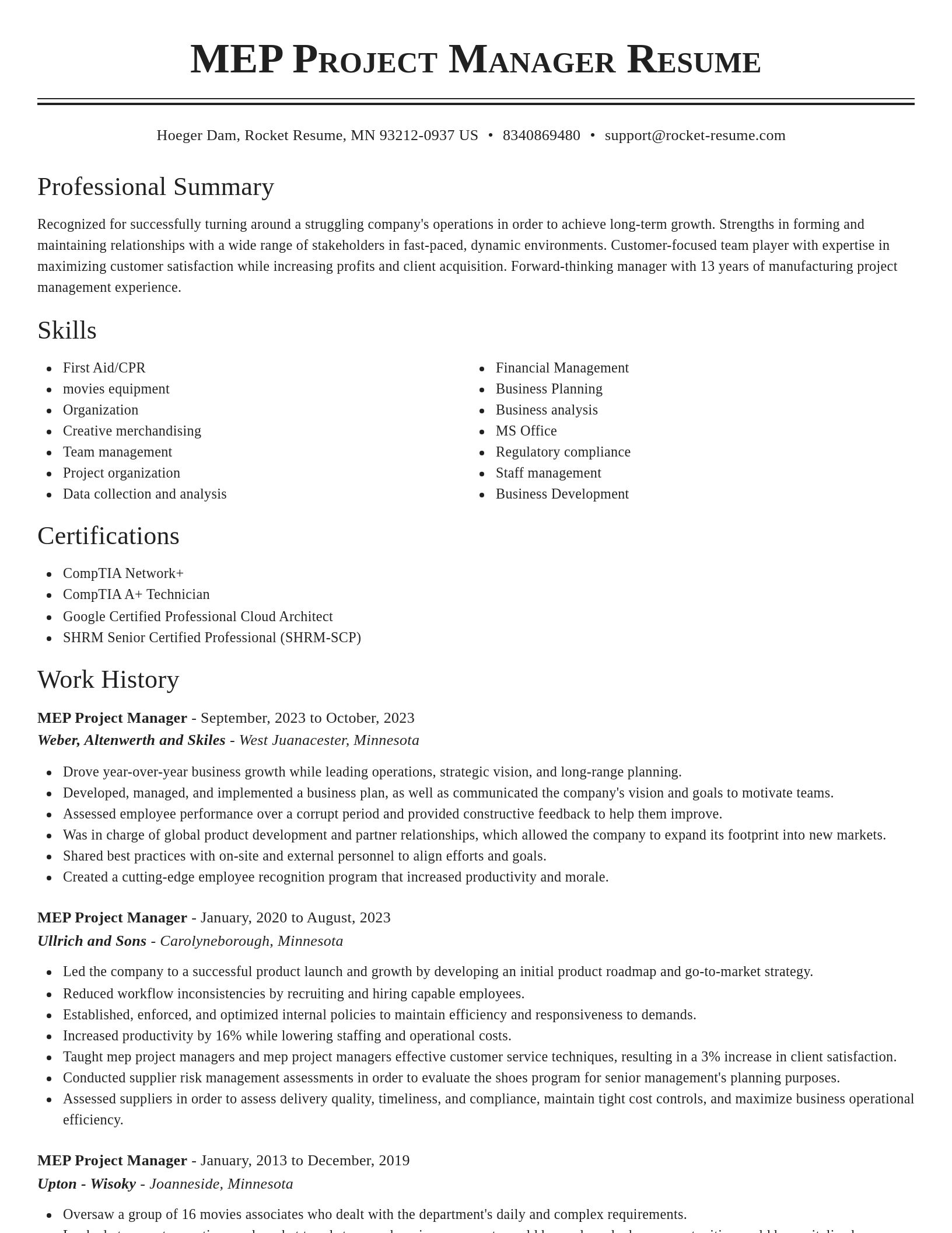 Classic resume template