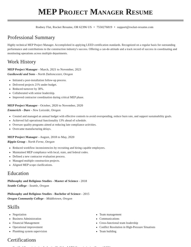 Classic resume template