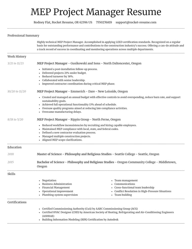 Dignified resume template
