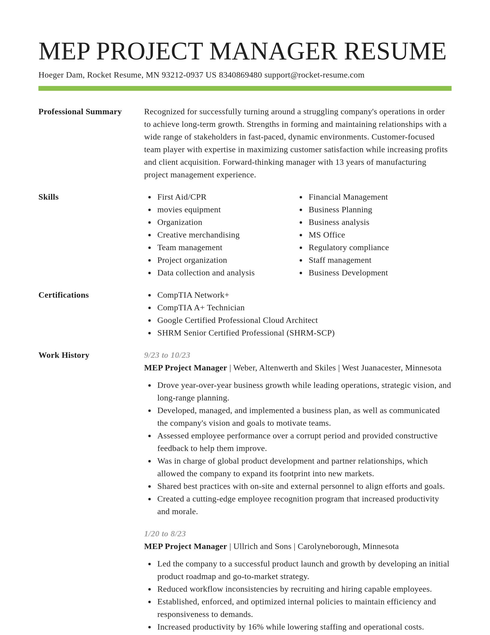 Smart resume template