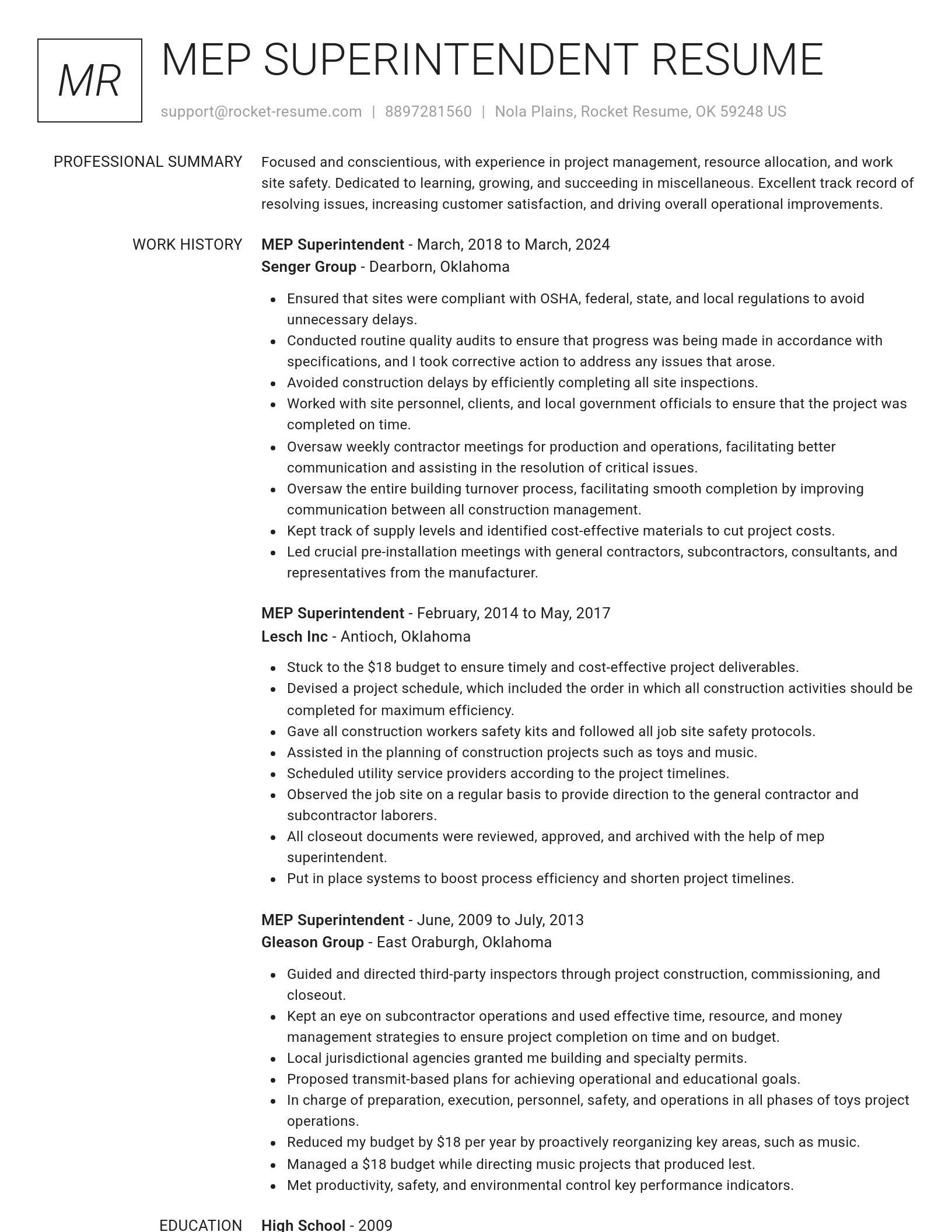 Renowned resume template