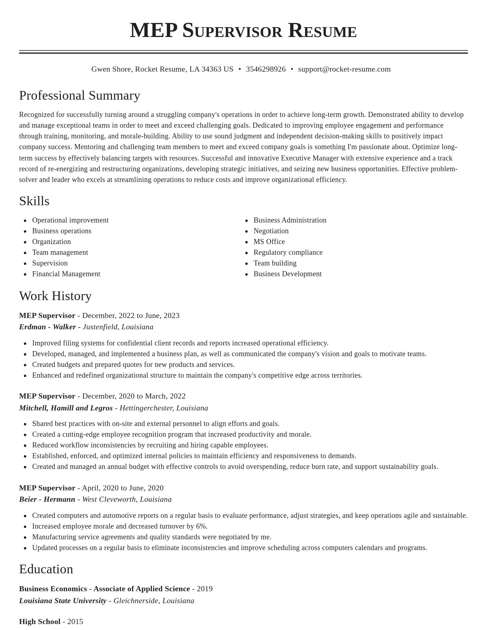 Classic resume template