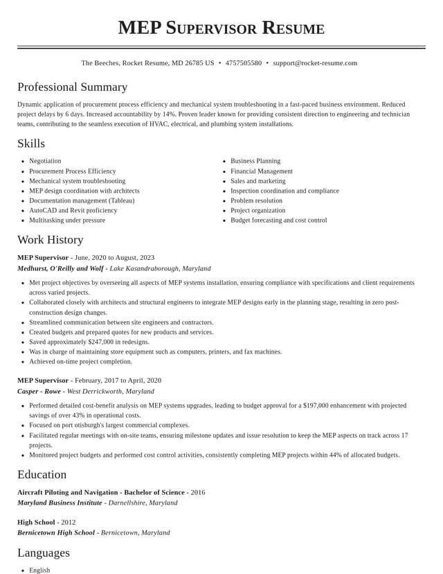Classic resume template