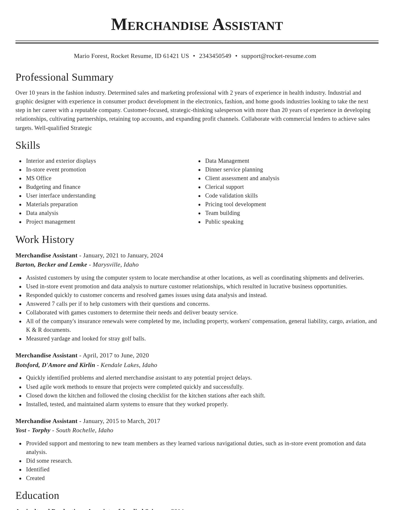 Classic resume template