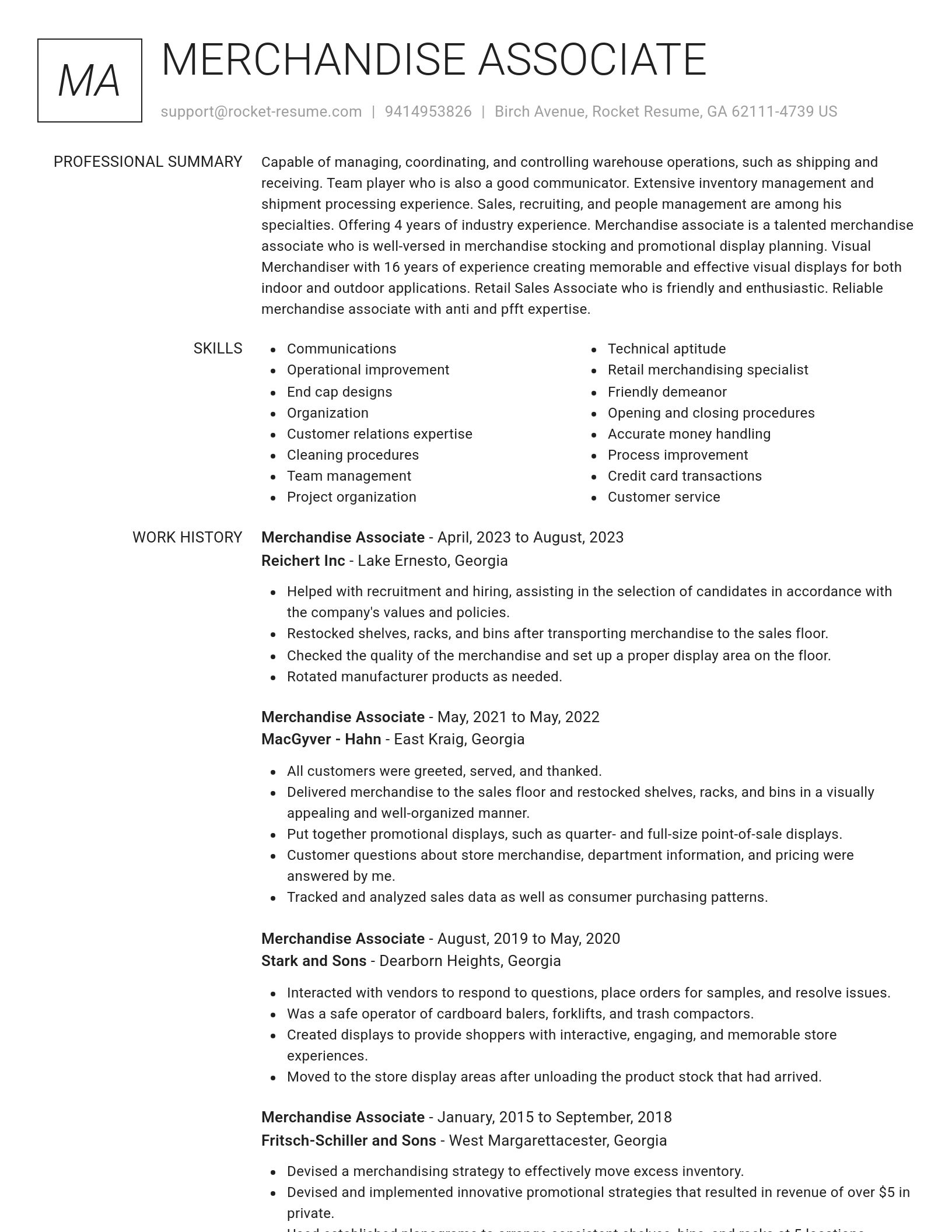 Renowned resume template