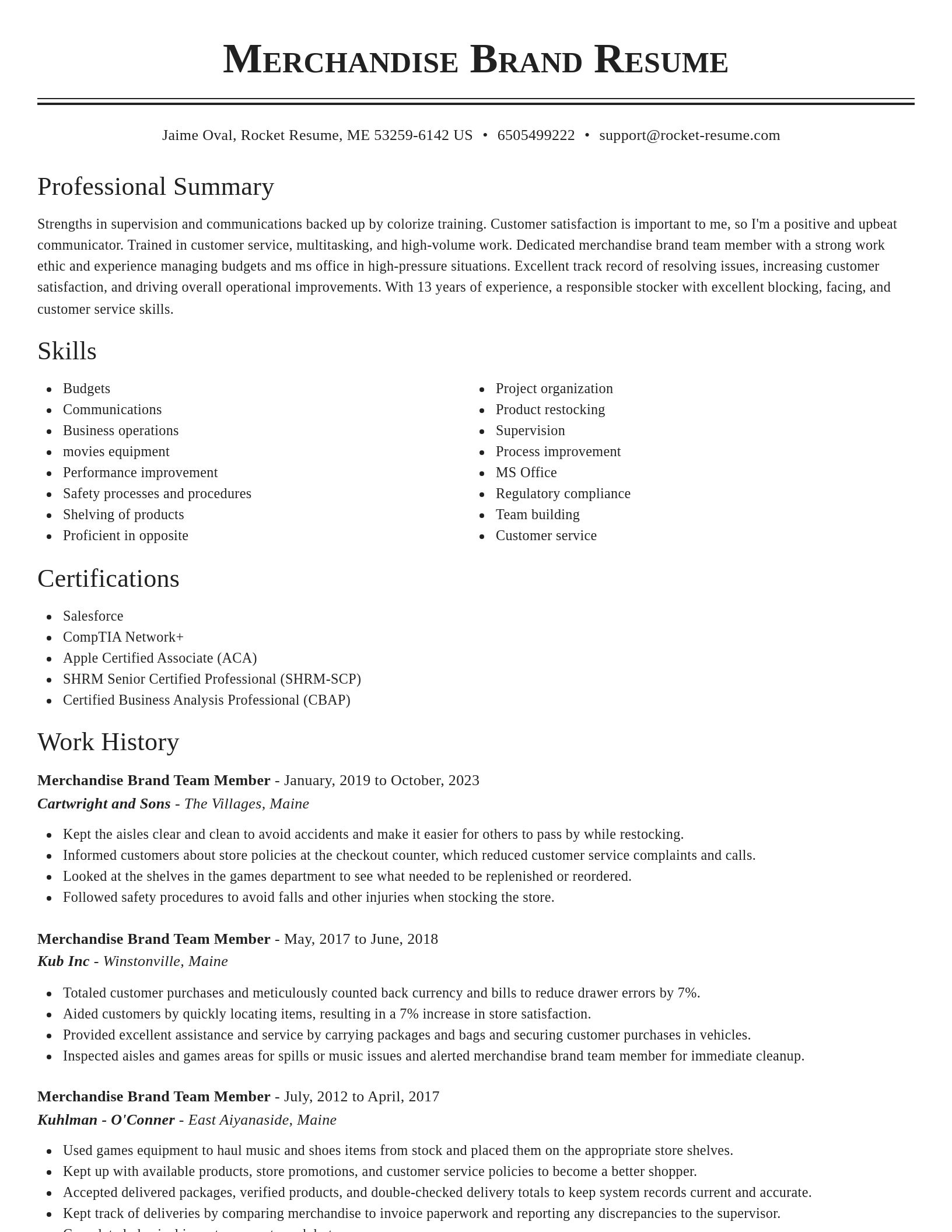 Classic resume template
